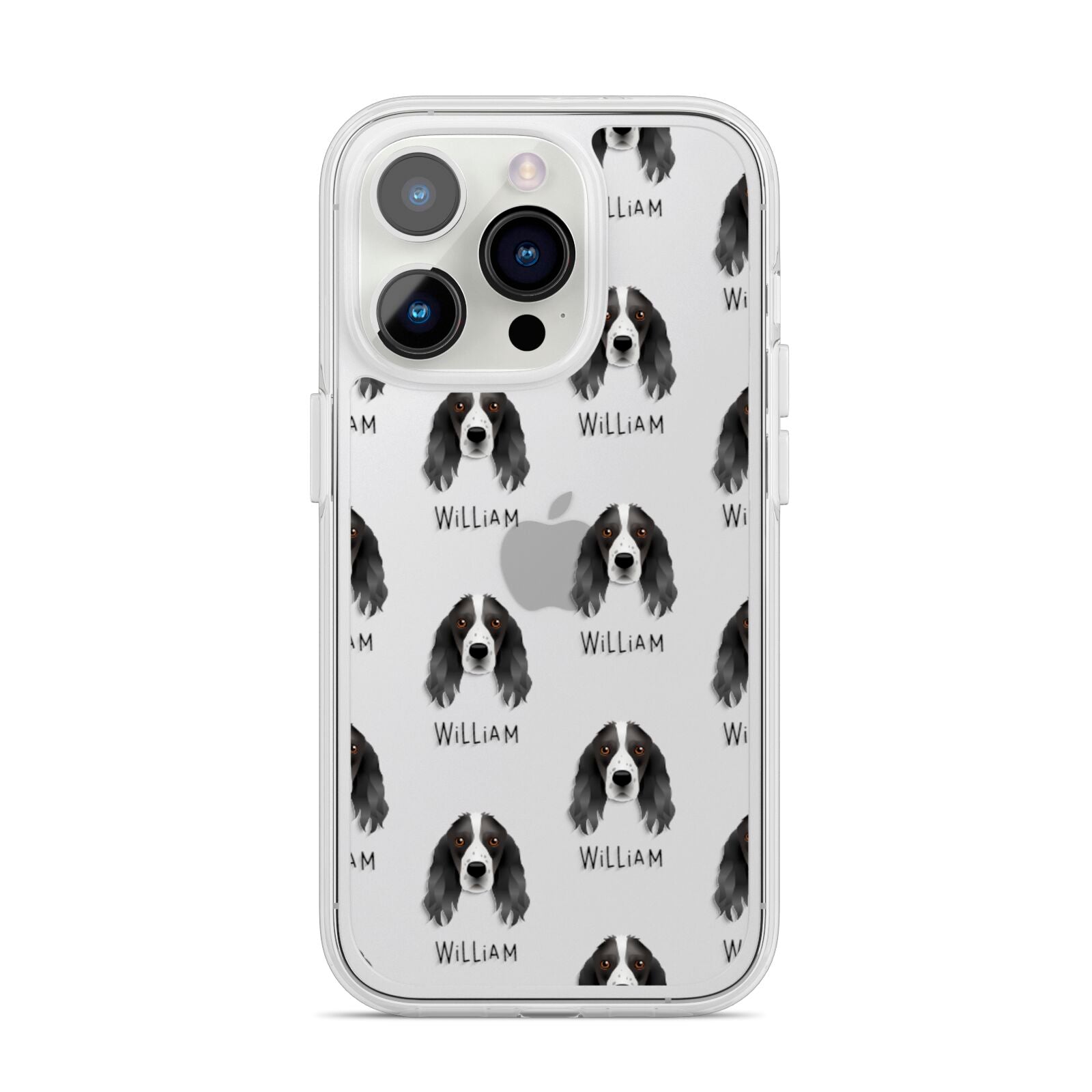 Springer Spaniel Icon with Name iPhone 14 Pro Clear Tough Case Silver
