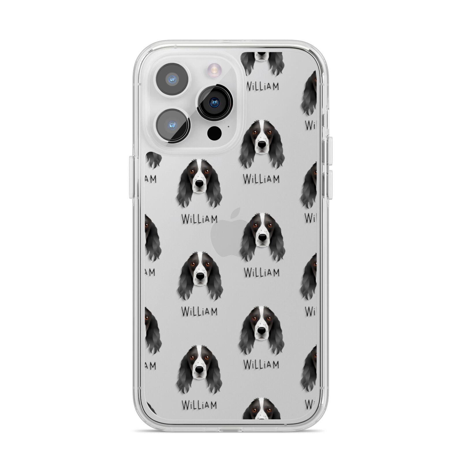 Springer Spaniel Icon with Name iPhone 14 Pro Max Clear Tough Case Silver