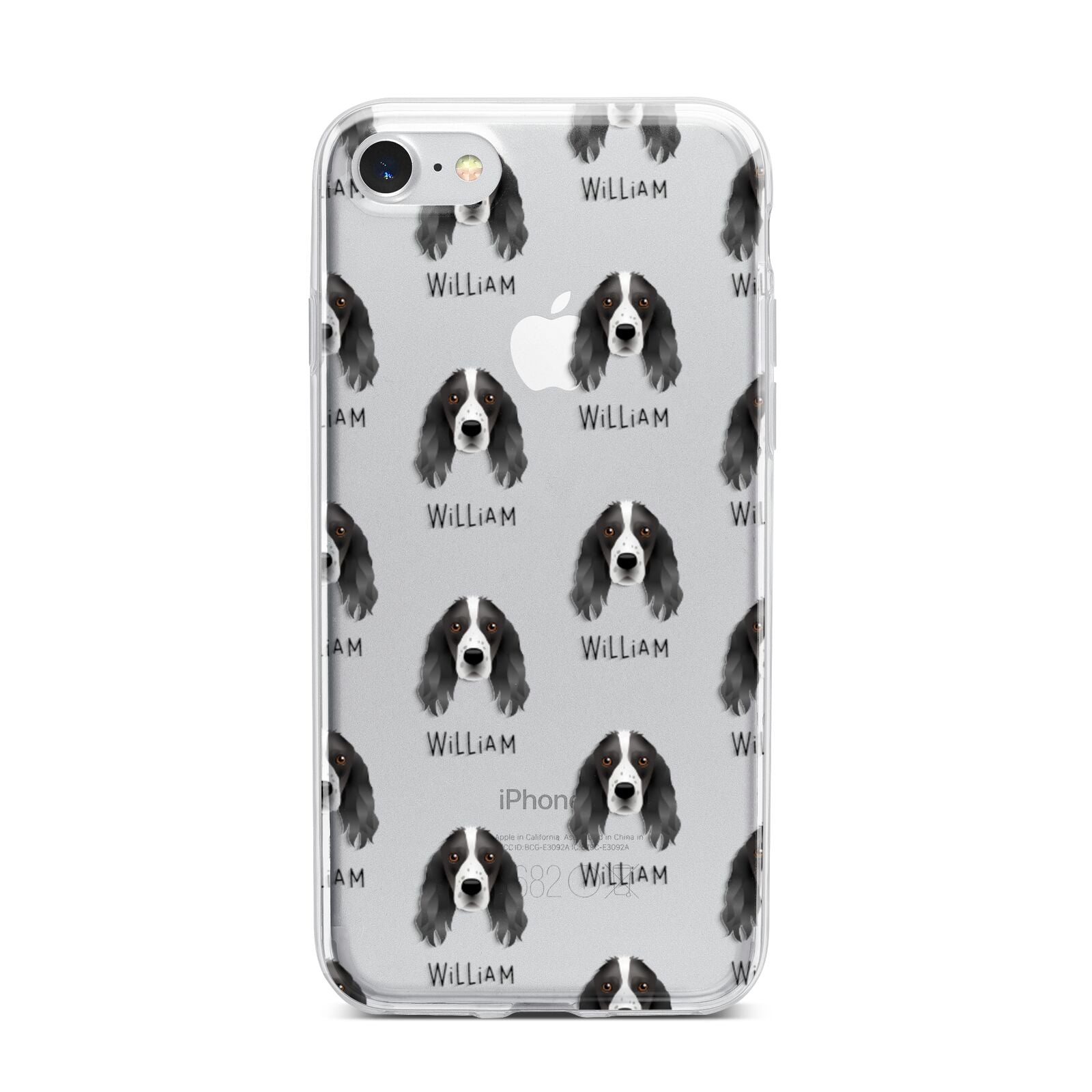 Springer Spaniel Icon with Name iPhone 7 Bumper Case on Silver iPhone