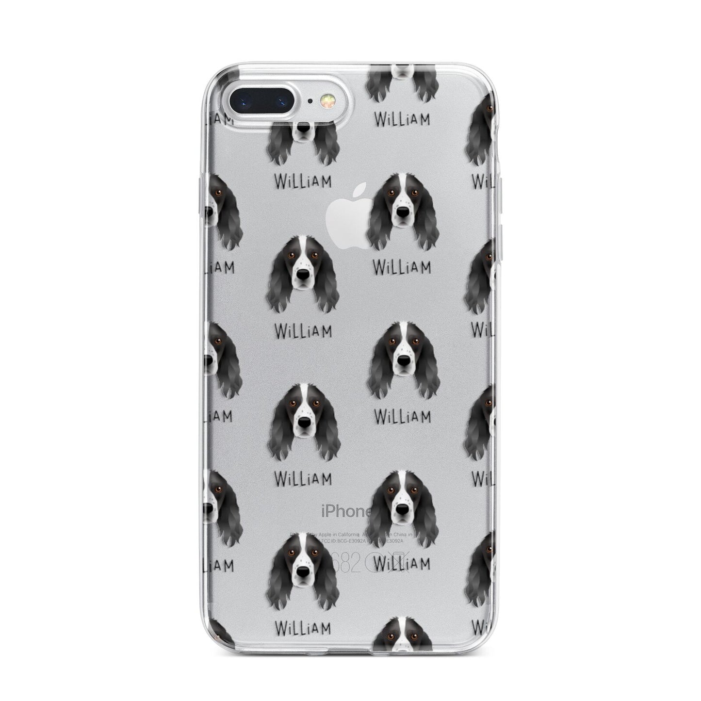 Springer Spaniel Icon with Name iPhone 7 Plus Bumper Case on Silver iPhone