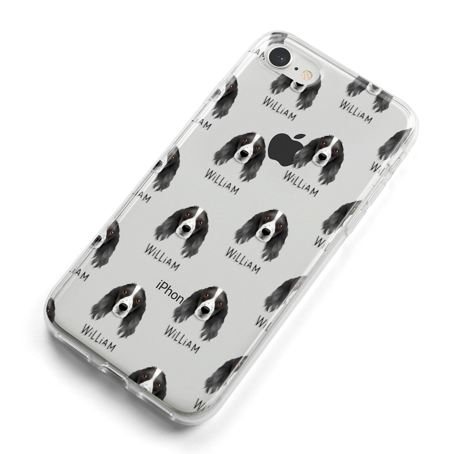 Springer Spaniel Icon with Name iPhone 8 Bumper Case on Silver iPhone Alternative Image