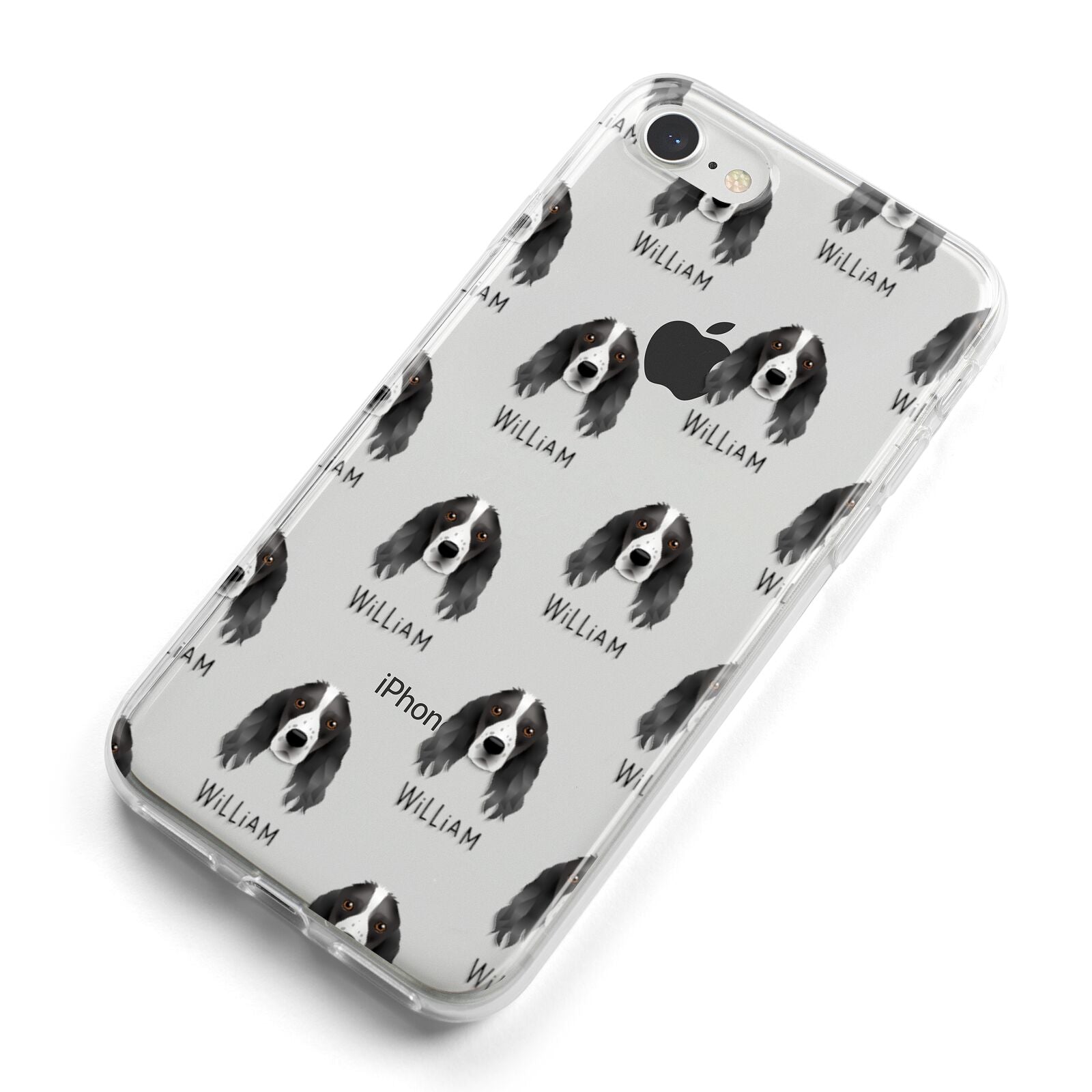 Springer Spaniel Icon with Name iPhone 8 Bumper Case on Silver iPhone Alternative Image