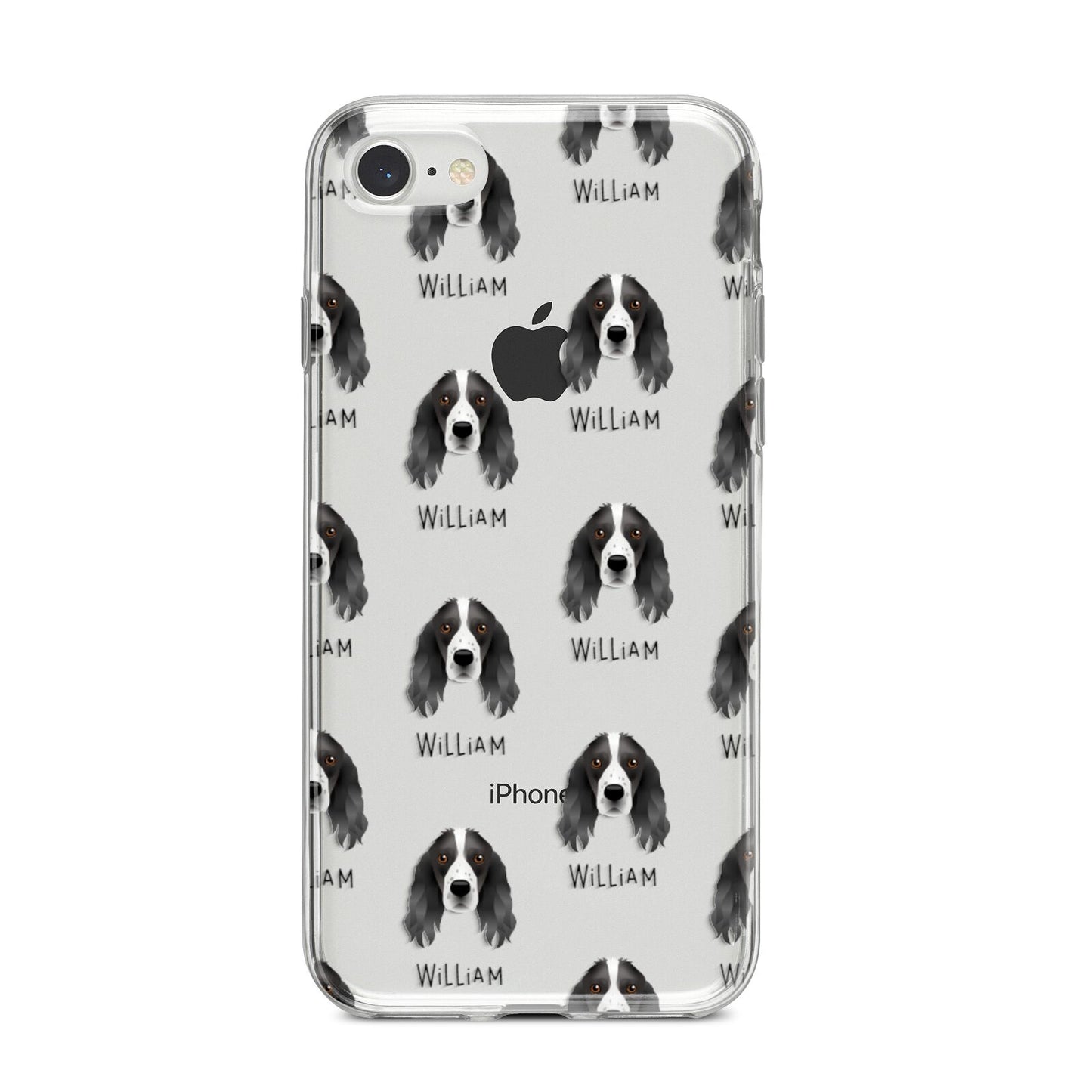 Springer Spaniel Icon with Name iPhone 8 Bumper Case on Silver iPhone