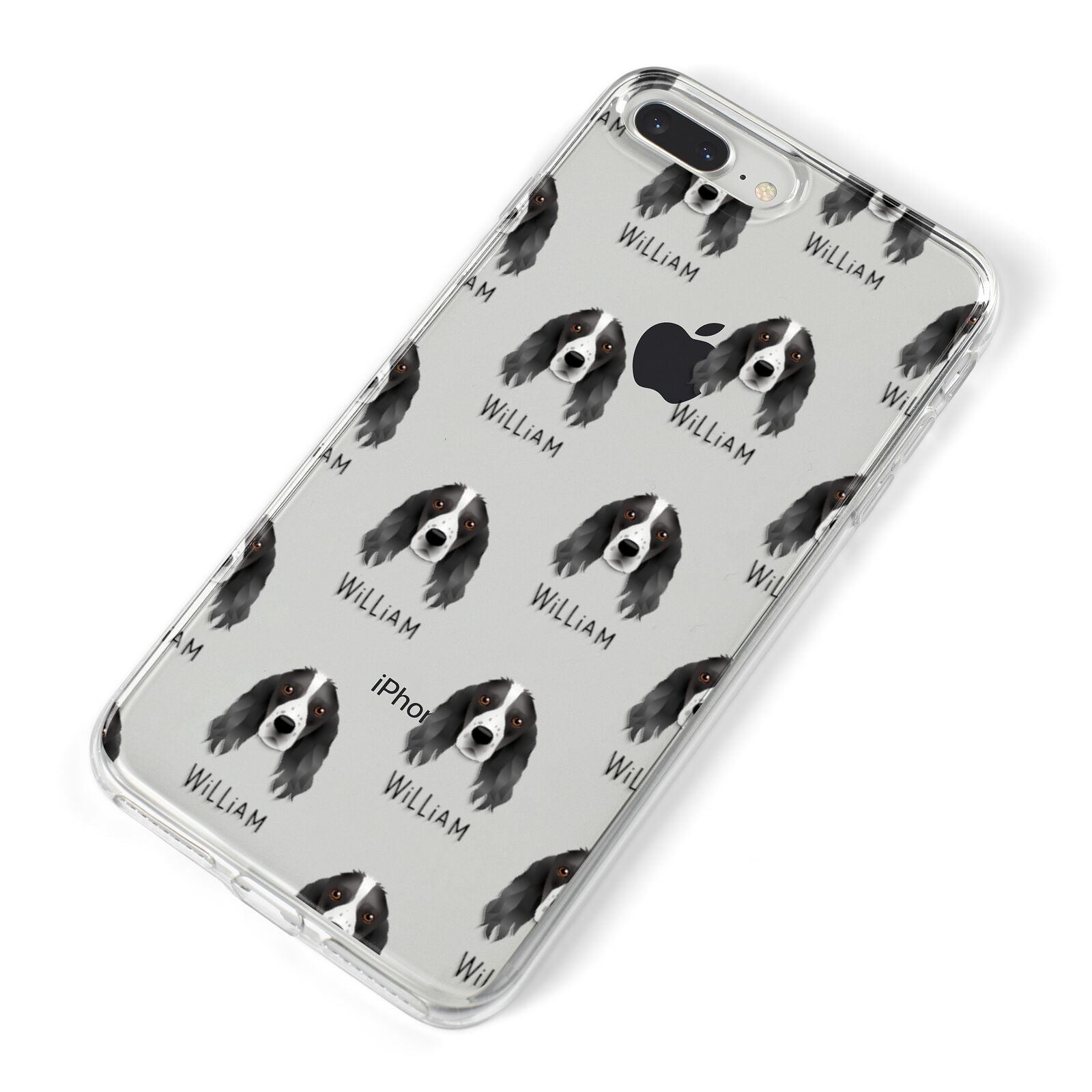 Springer Spaniel Icon with Name iPhone 8 Plus Bumper Case on Silver iPhone Alternative Image