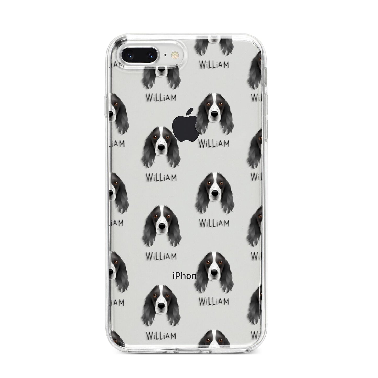Springer Spaniel Icon with Name iPhone 8 Plus Bumper Case on Silver iPhone
