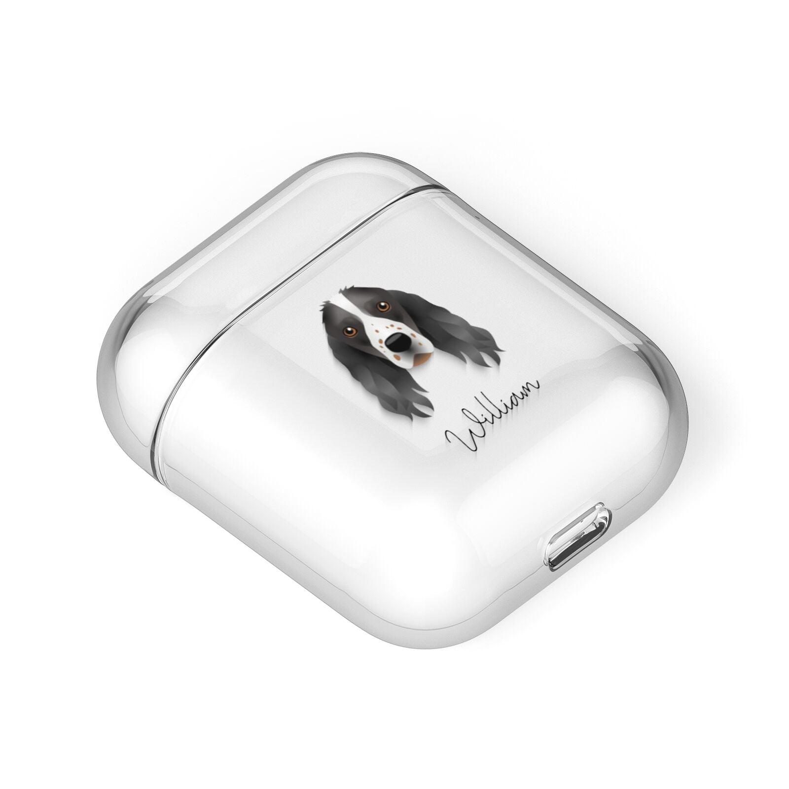 Springer Spaniel Personalised AirPods Case Laid Flat