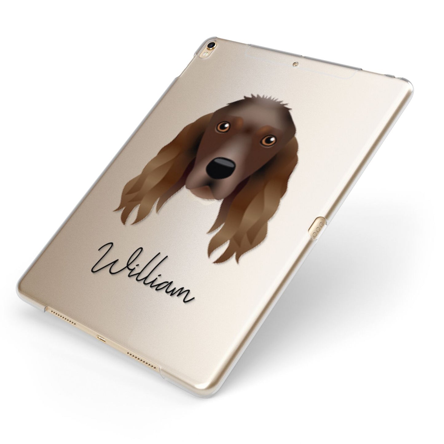 Springer Spaniel Personalised Apple iPad Case on Gold iPad Side View