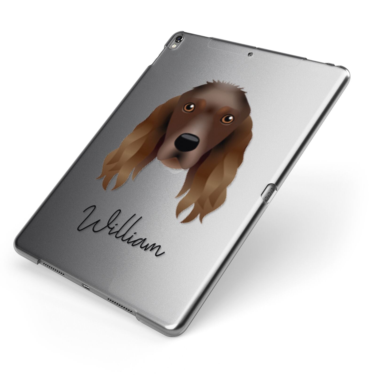 Springer Spaniel Personalised Apple iPad Case on Grey iPad Side View