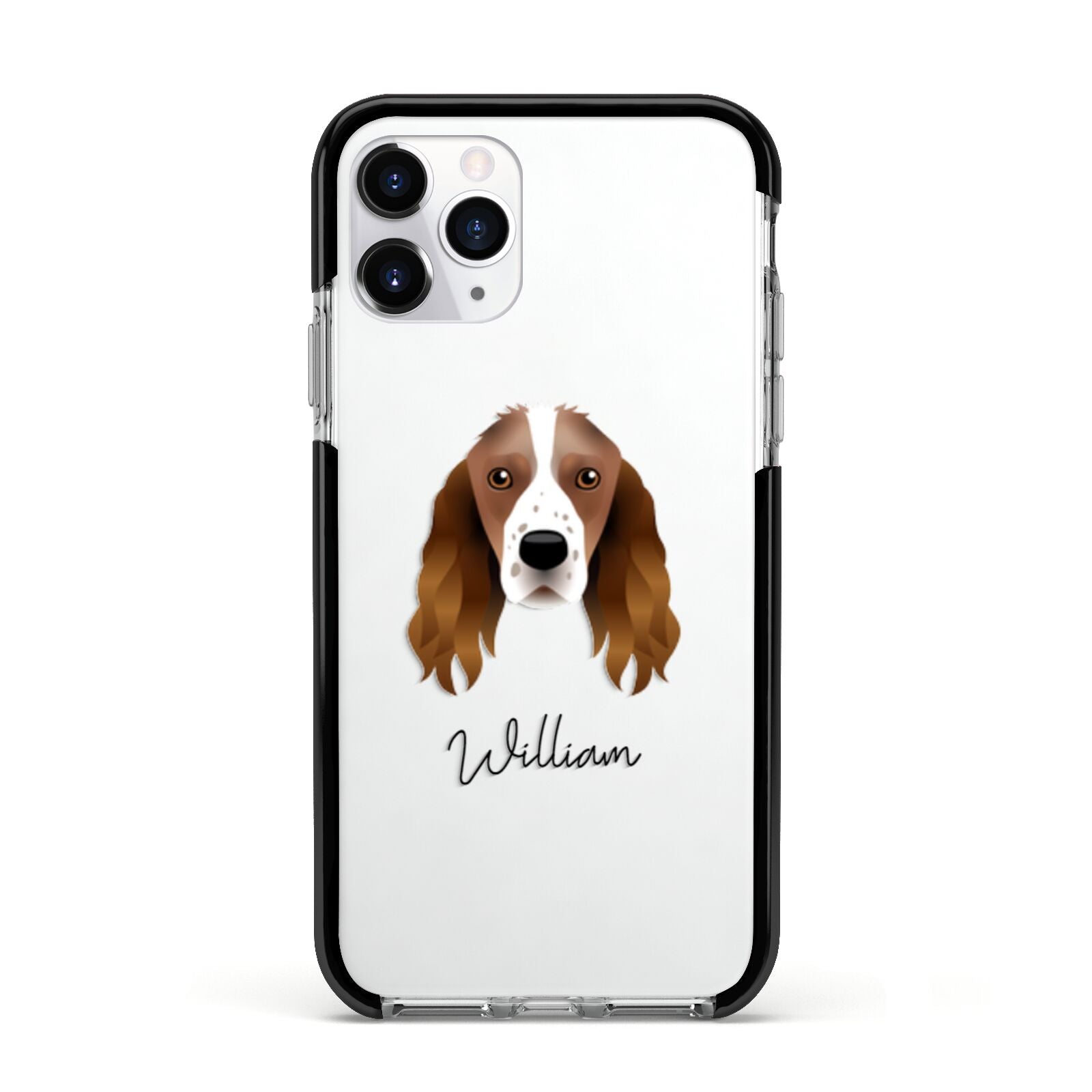 Springer Spaniel Personalised Apple iPhone 11 Pro in Silver with Black Impact Case