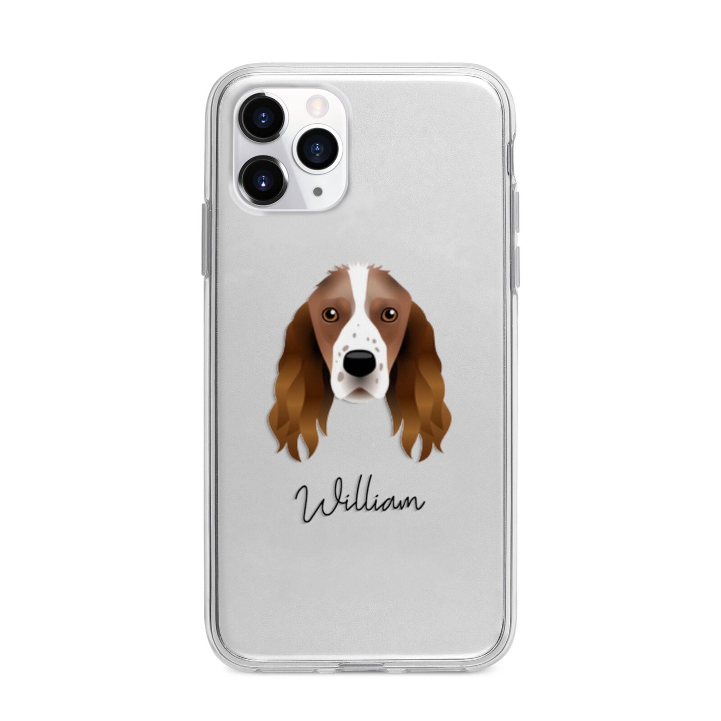 Springer Spaniel Personalised Apple iPhone 11 Pro in Silver with Bumper Case