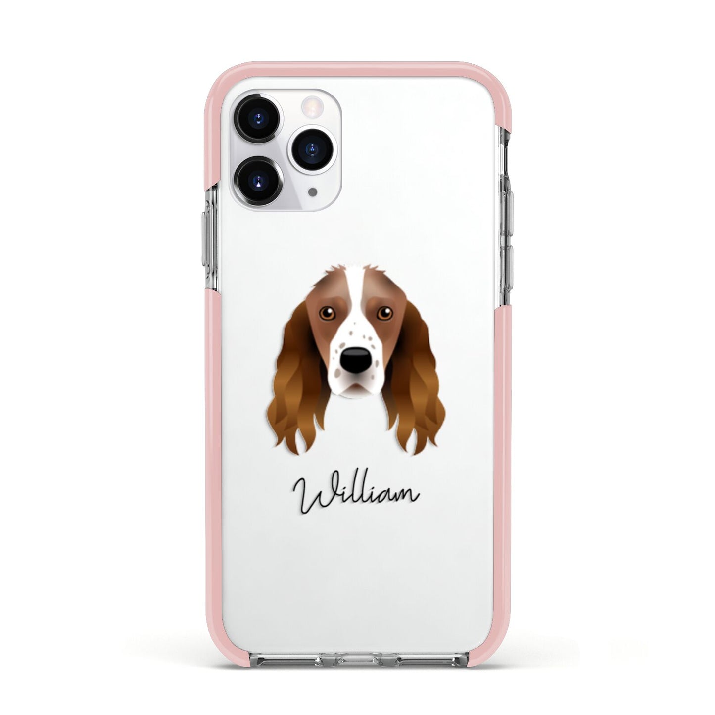 Springer Spaniel Personalised Apple iPhone 11 Pro in Silver with Pink Impact Case