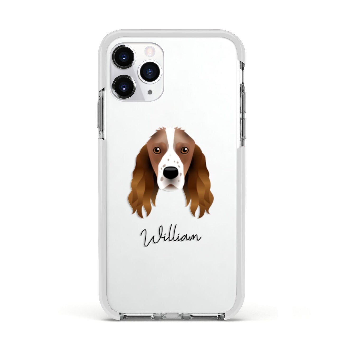 Springer Spaniel Personalised Apple iPhone 11 Pro in Silver with White Impact Case