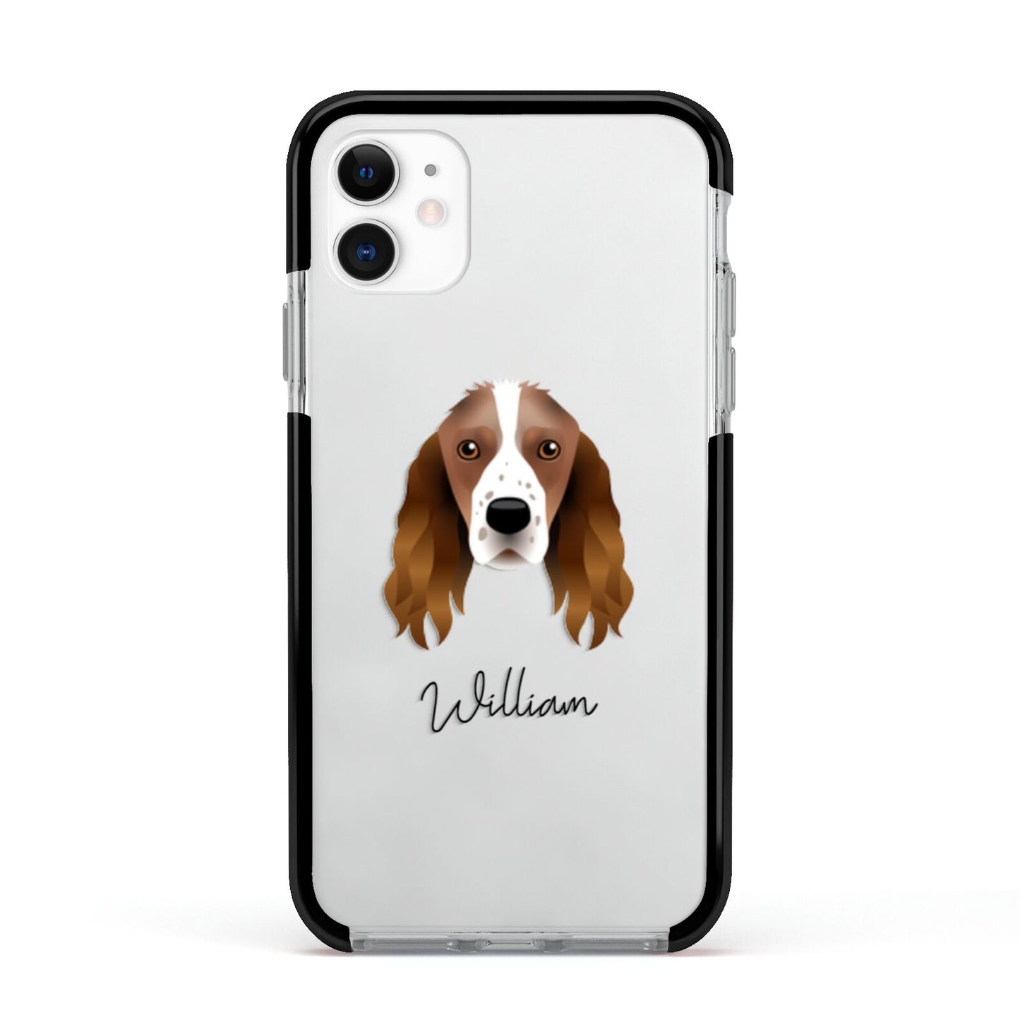 Springer Spaniel Personalised Apple iPhone 11 in White with Black Impact Case