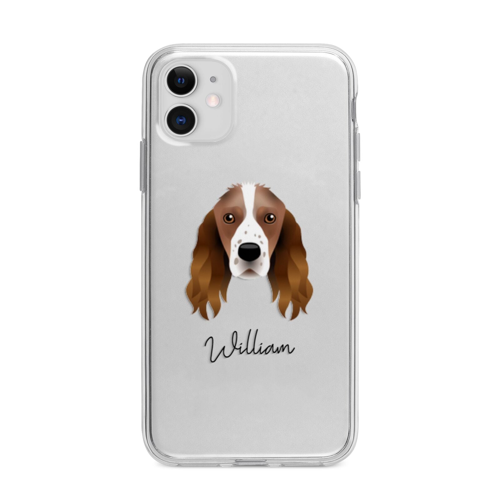 Springer Spaniel Personalised Apple iPhone 11 in White with Bumper Case