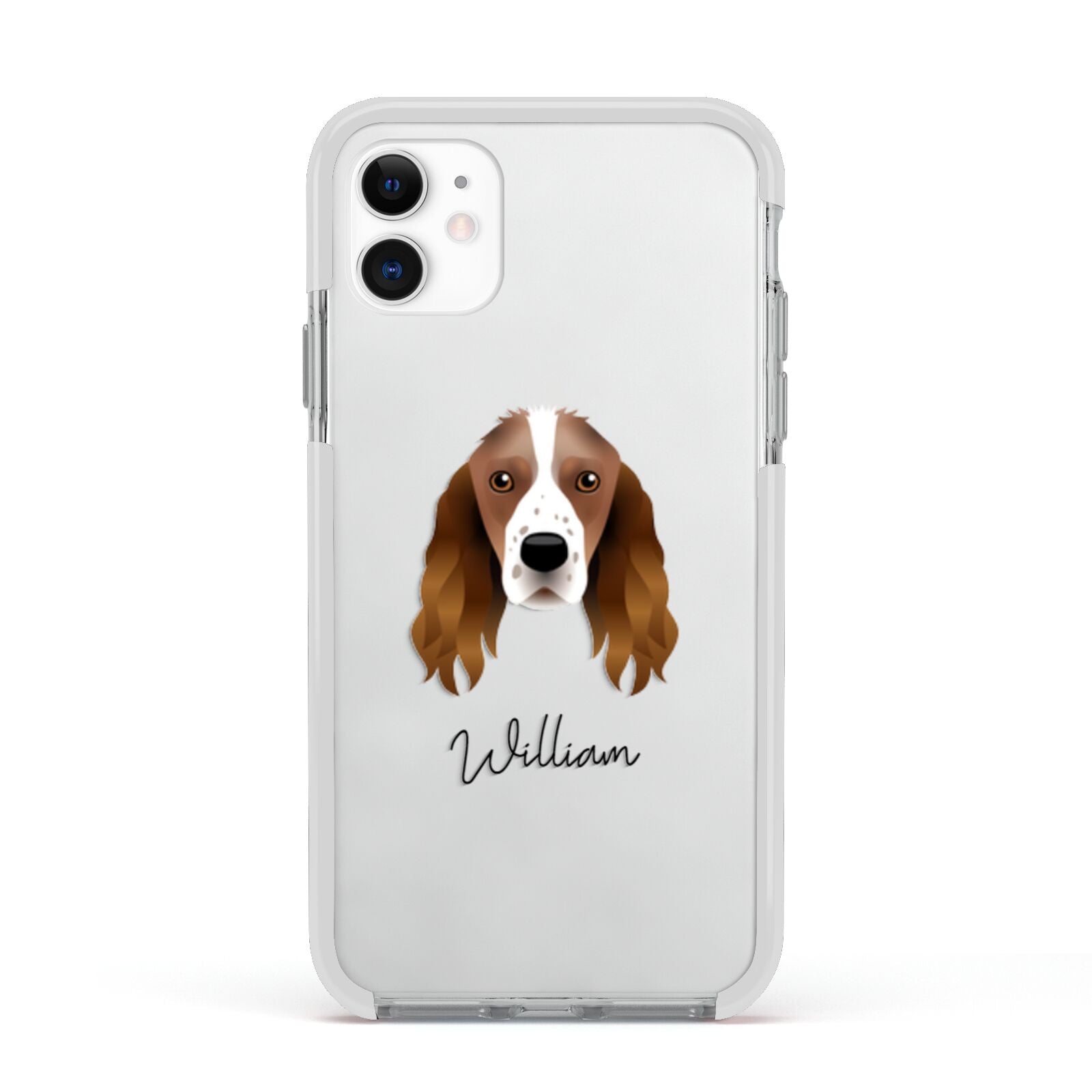 Springer Spaniel Personalised Apple iPhone 11 in White with White Impact Case
