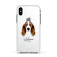 Springer Spaniel Personalised Apple iPhone Xs Impact Case White Edge on Silver Phone