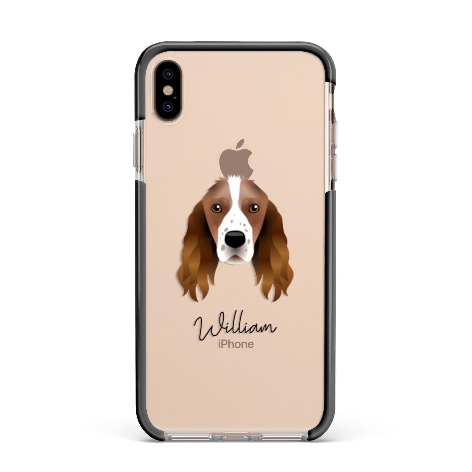 Springer Spaniel Personalised Apple iPhone Xs Max Impact Case Black Edge on Gold Phone