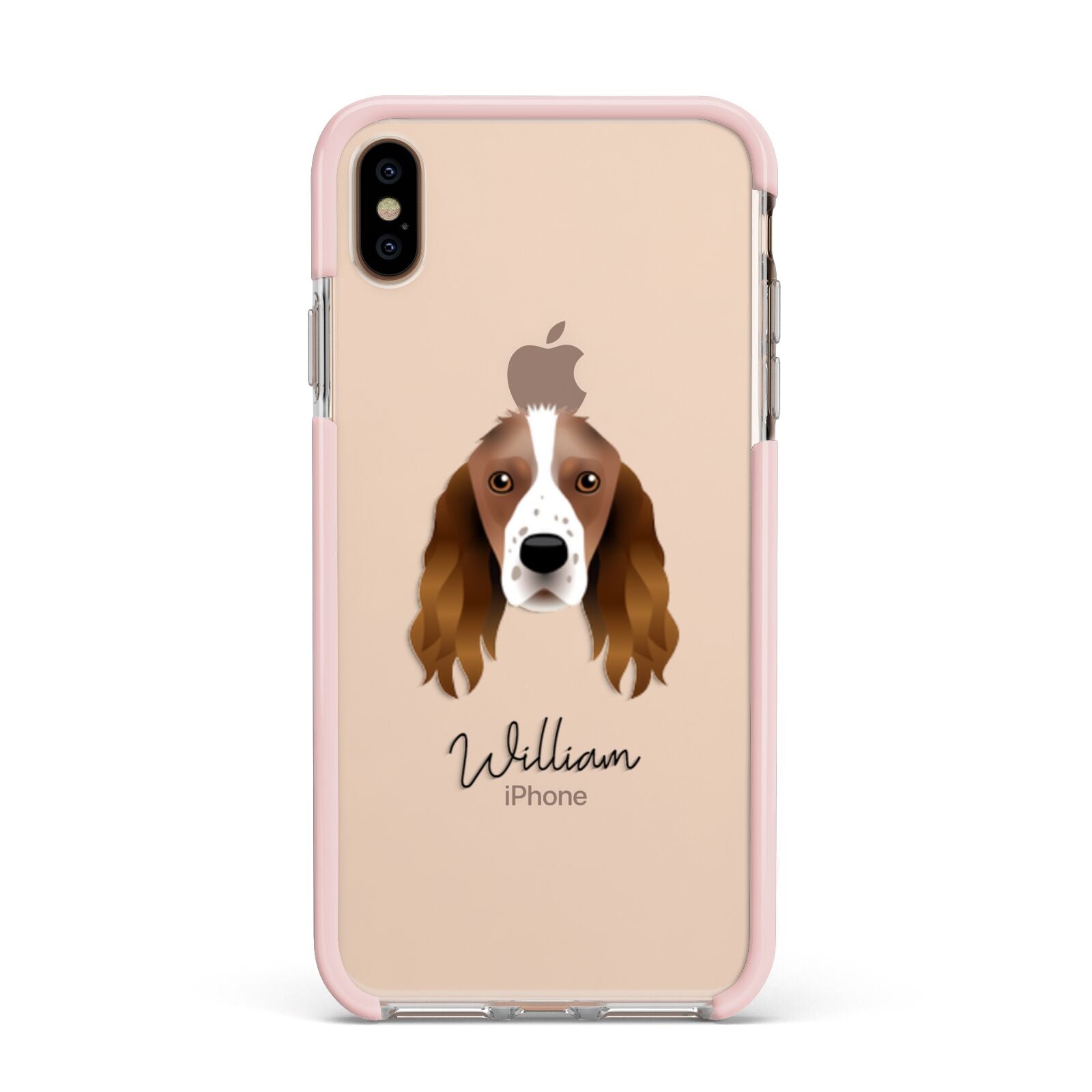 Springer Spaniel Personalised Apple iPhone Xs Max Impact Case Pink Edge on Gold Phone