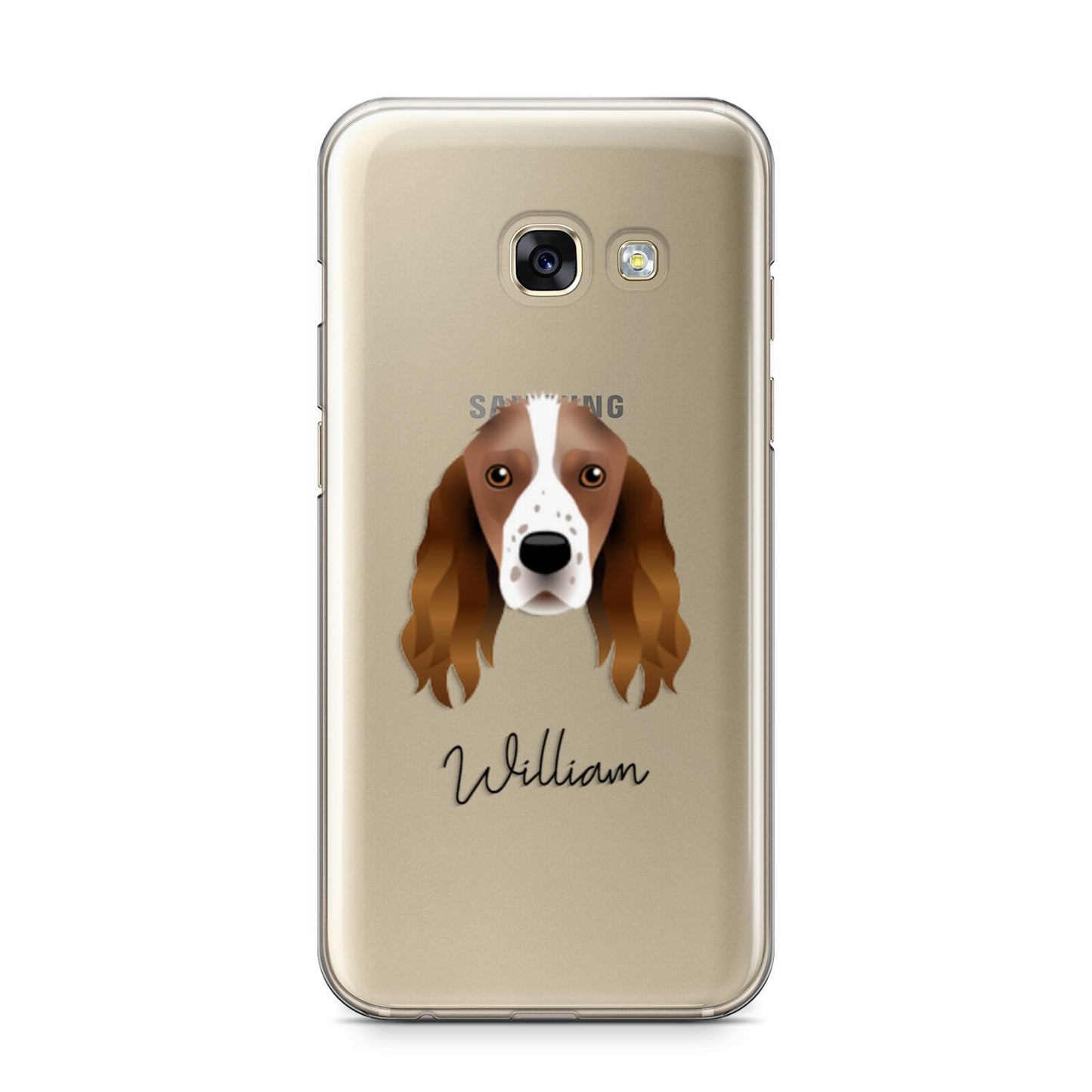 Springer Spaniel Personalised Samsung Galaxy A3 2017 Case on gold phone