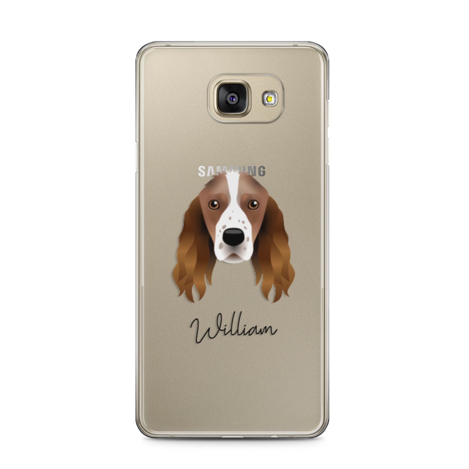 Springer Spaniel Personalised Samsung Galaxy A5 2016 Case on gold phone