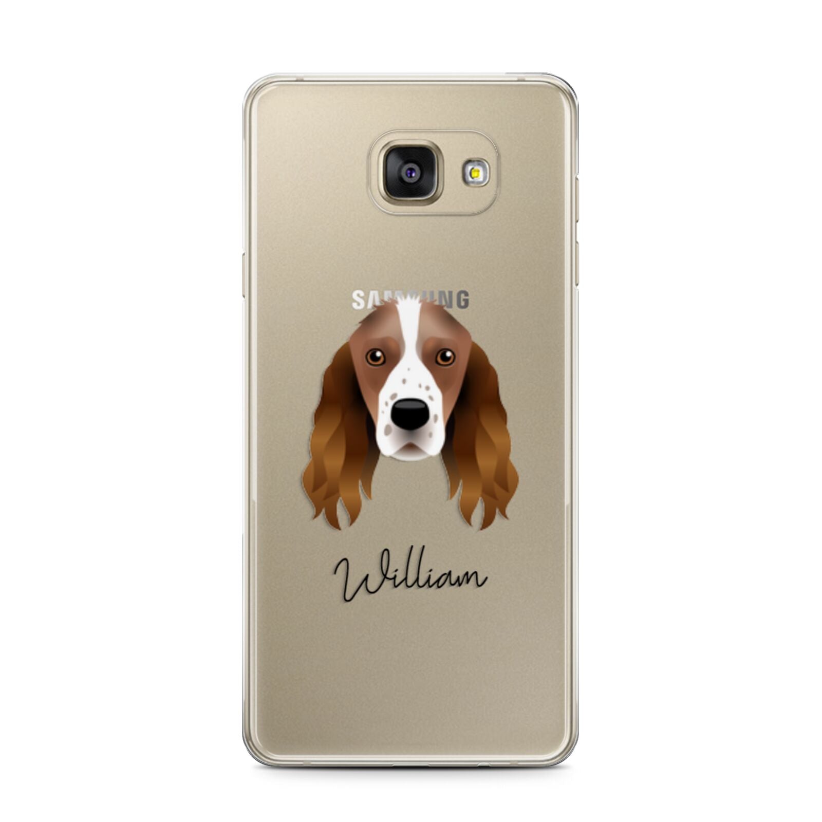 Springer Spaniel Personalised Samsung Galaxy A7 2016 Case on gold phone