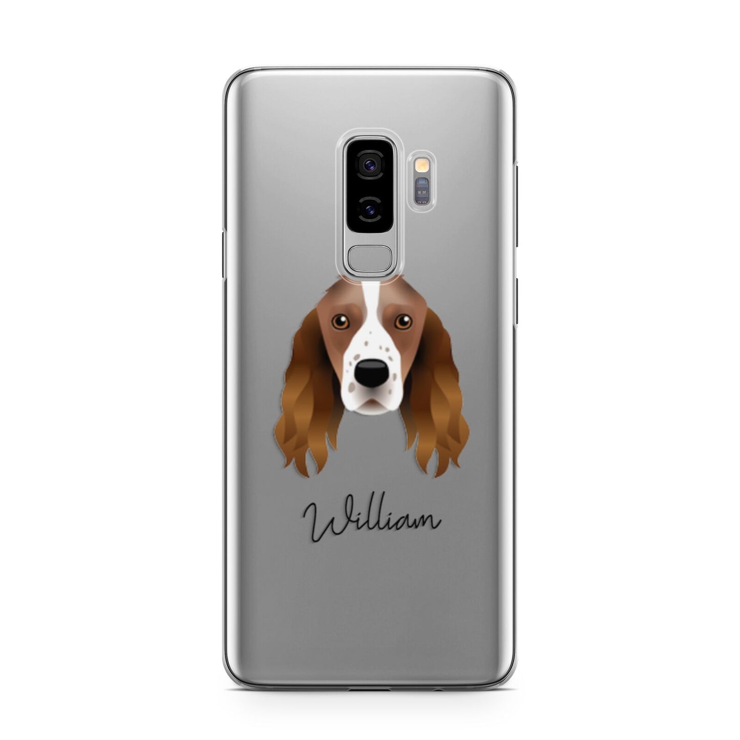 Springer Spaniel Personalised Samsung Galaxy S9 Plus Case on Silver phone