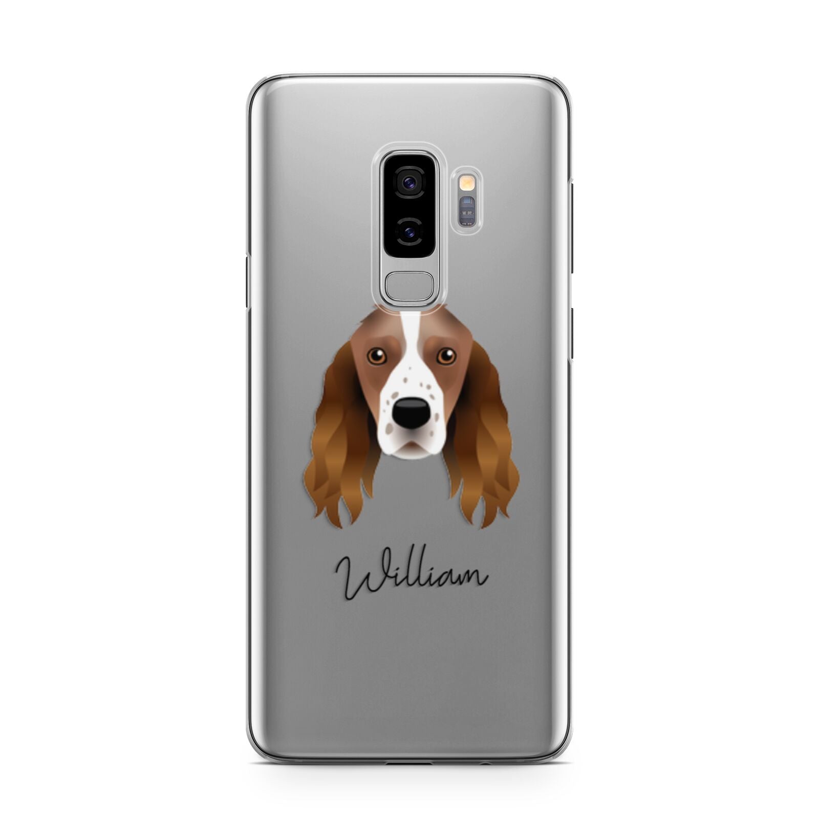 Springer Spaniel Personalised Samsung Galaxy S9 Plus Case on Silver phone