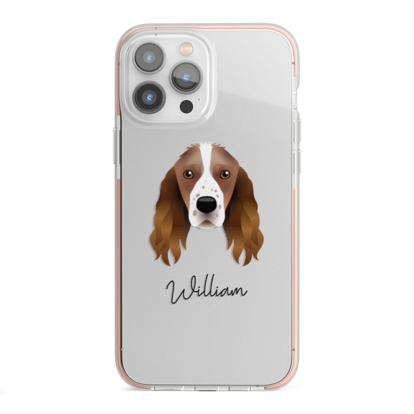 Springer Spaniel Personalised iPhone 13 Pro Max TPU Impact Case with Pink Edges