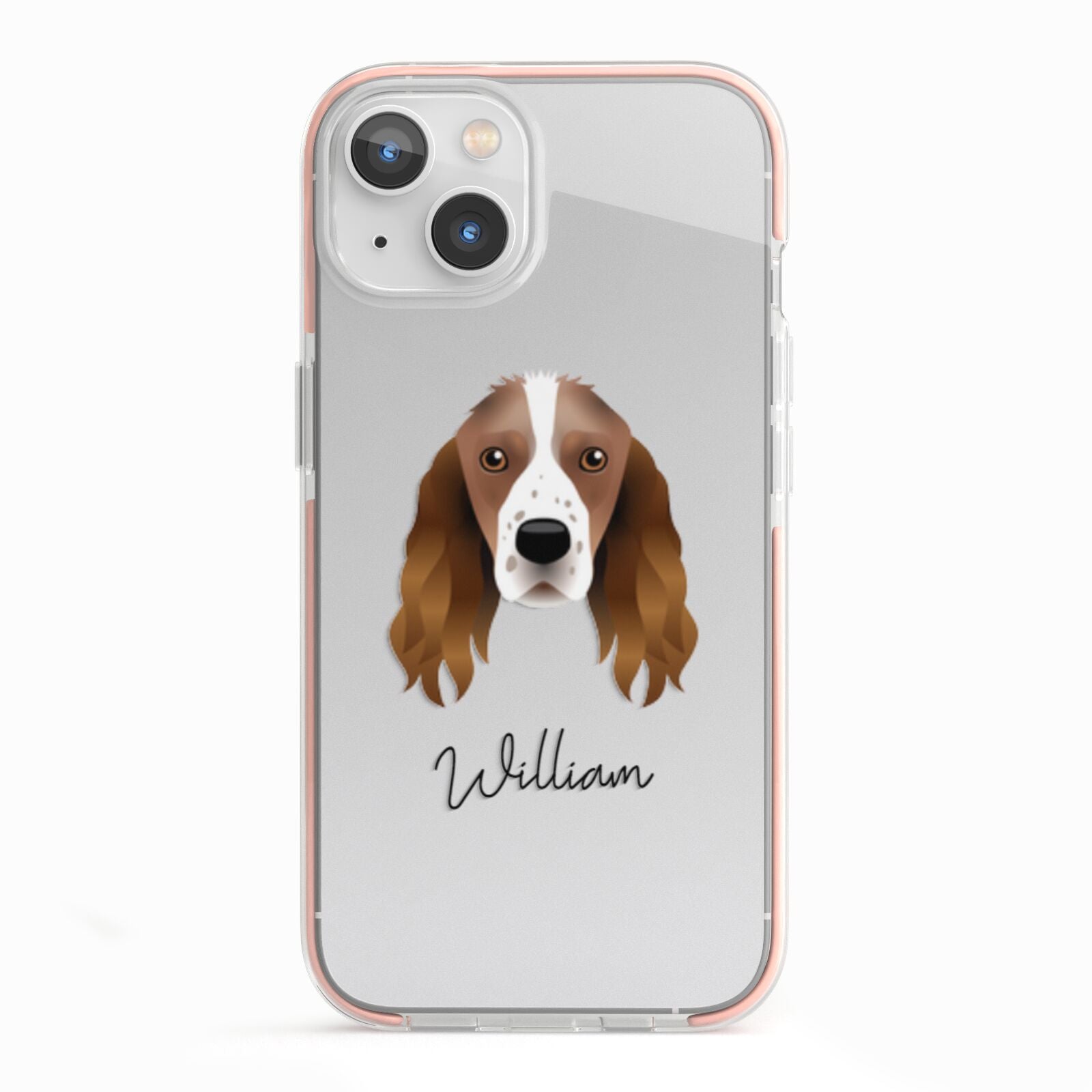 Springer Spaniel Personalised iPhone 13 TPU Impact Case with Pink Edges