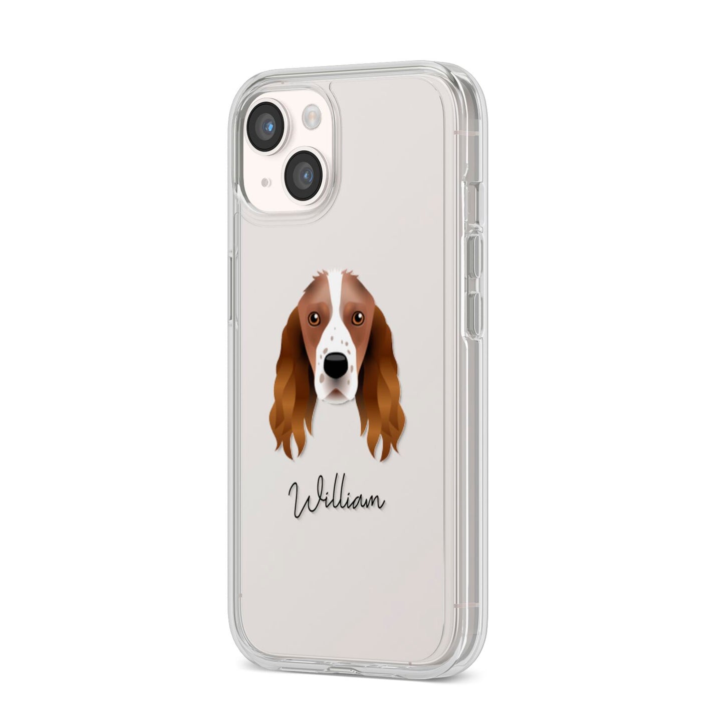 Springer Spaniel Personalised iPhone 14 Clear Tough Case Starlight Angled Image