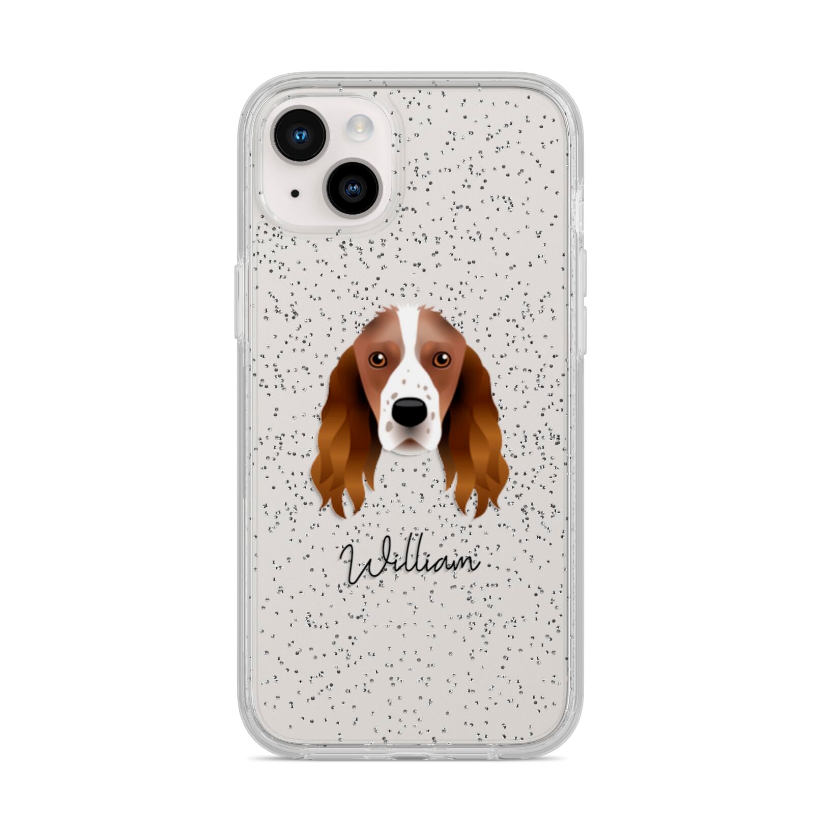 Springer Spaniel Personalised iPhone 14 Plus Glitter Tough Case Starlight