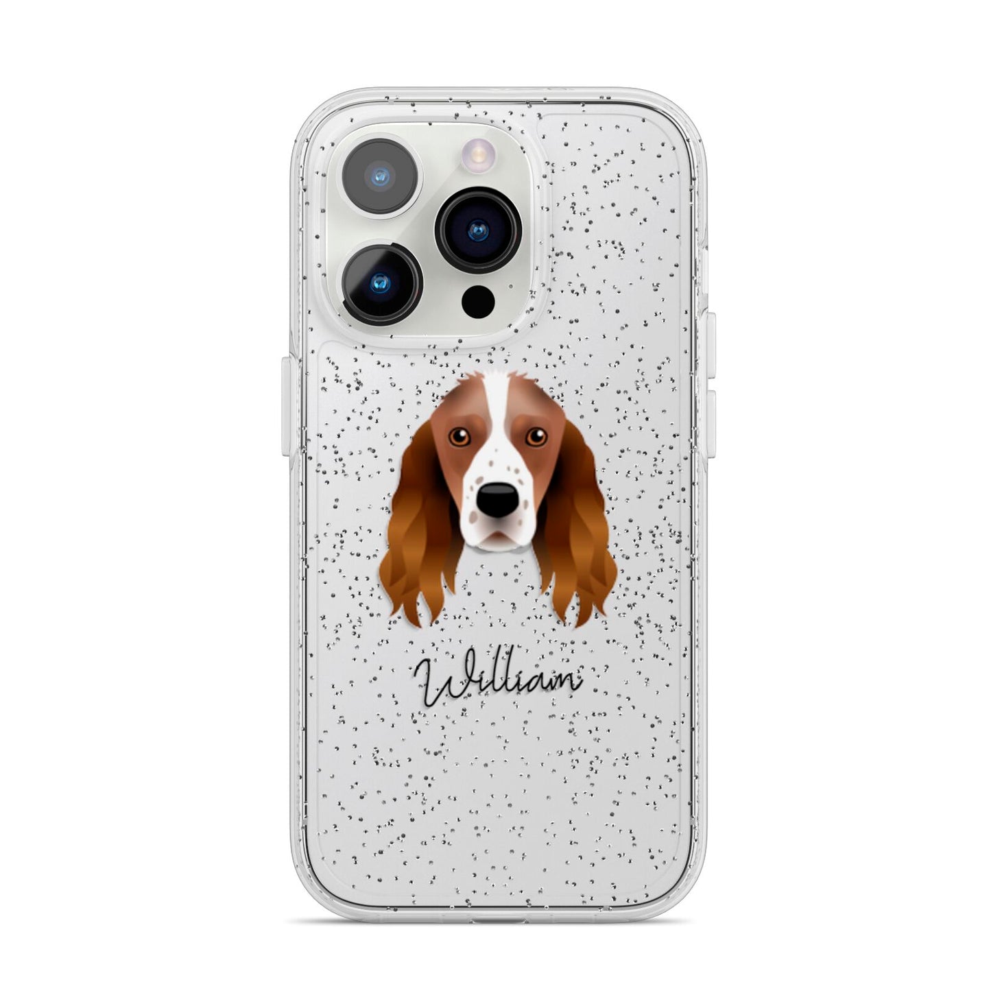 Springer Spaniel Personalised iPhone 14 Pro Glitter Tough Case Silver