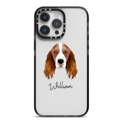 Springer Spaniel Personalised iPhone 14 Pro Max Black Impact Case on Silver phone