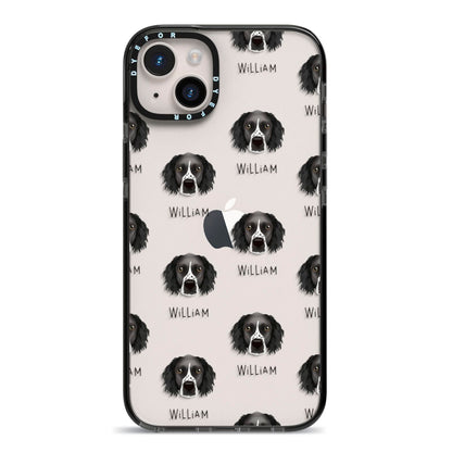Sprocker Icon with Name iPhone 14 Plus Black Impact Case on Silver phone