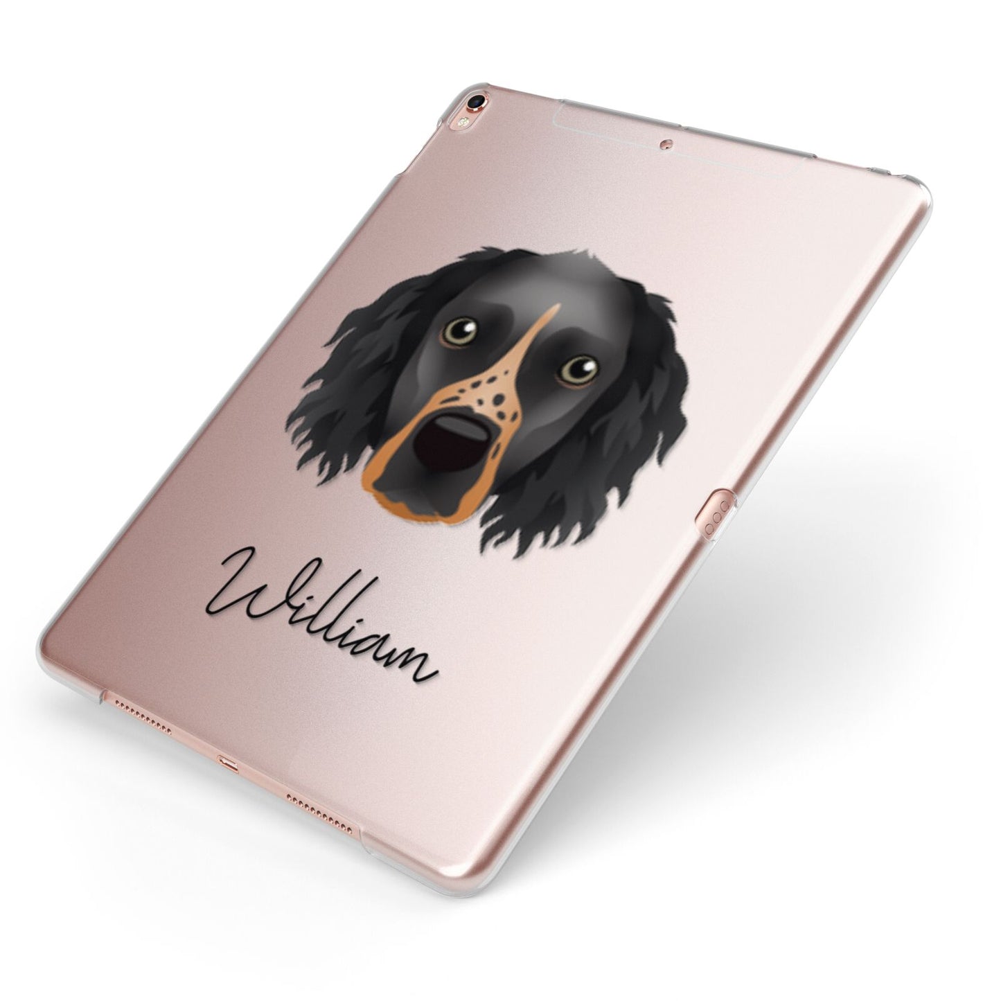 Sprocker Personalised Apple iPad Case on Rose Gold iPad Side View