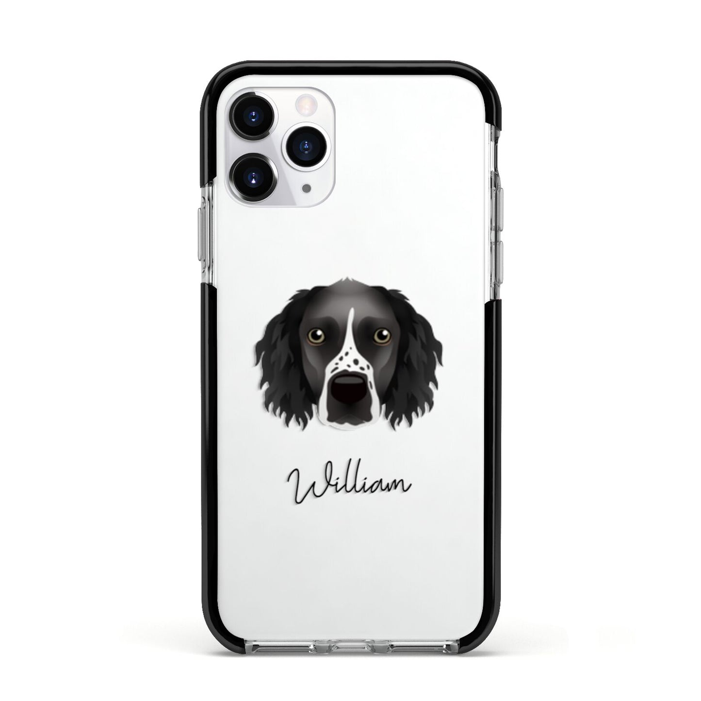Sprocker Personalised Apple iPhone 11 Pro in Silver with Black Impact Case