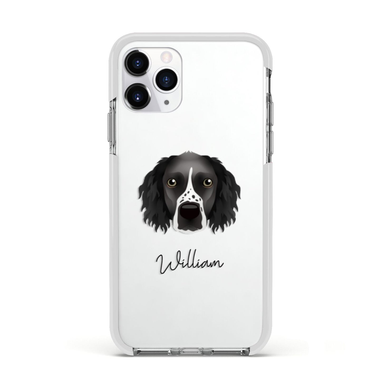 Sprocker Personalised Apple iPhone 11 Pro in Silver with White Impact Case