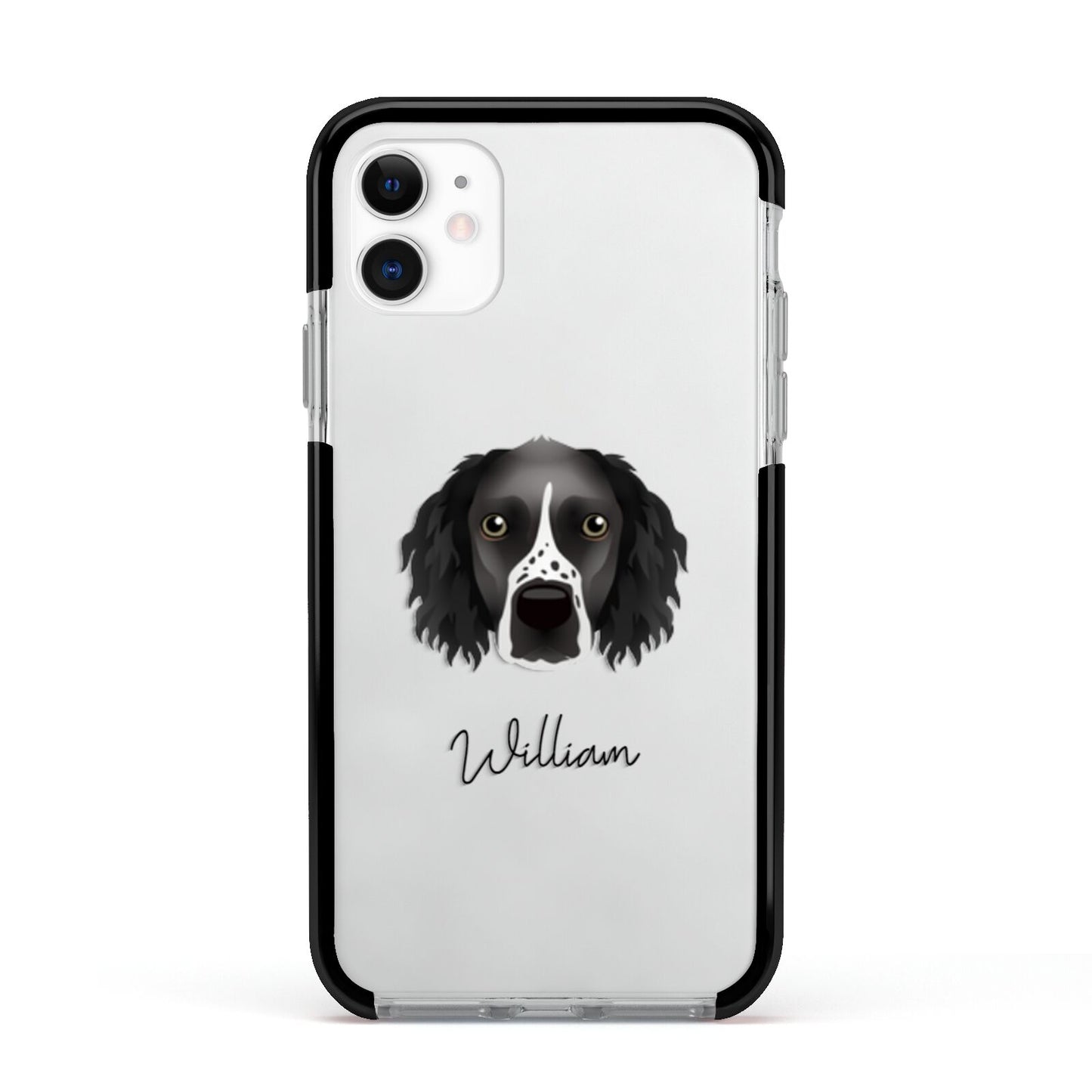 Sprocker Personalised Apple iPhone 11 in White with Black Impact Case