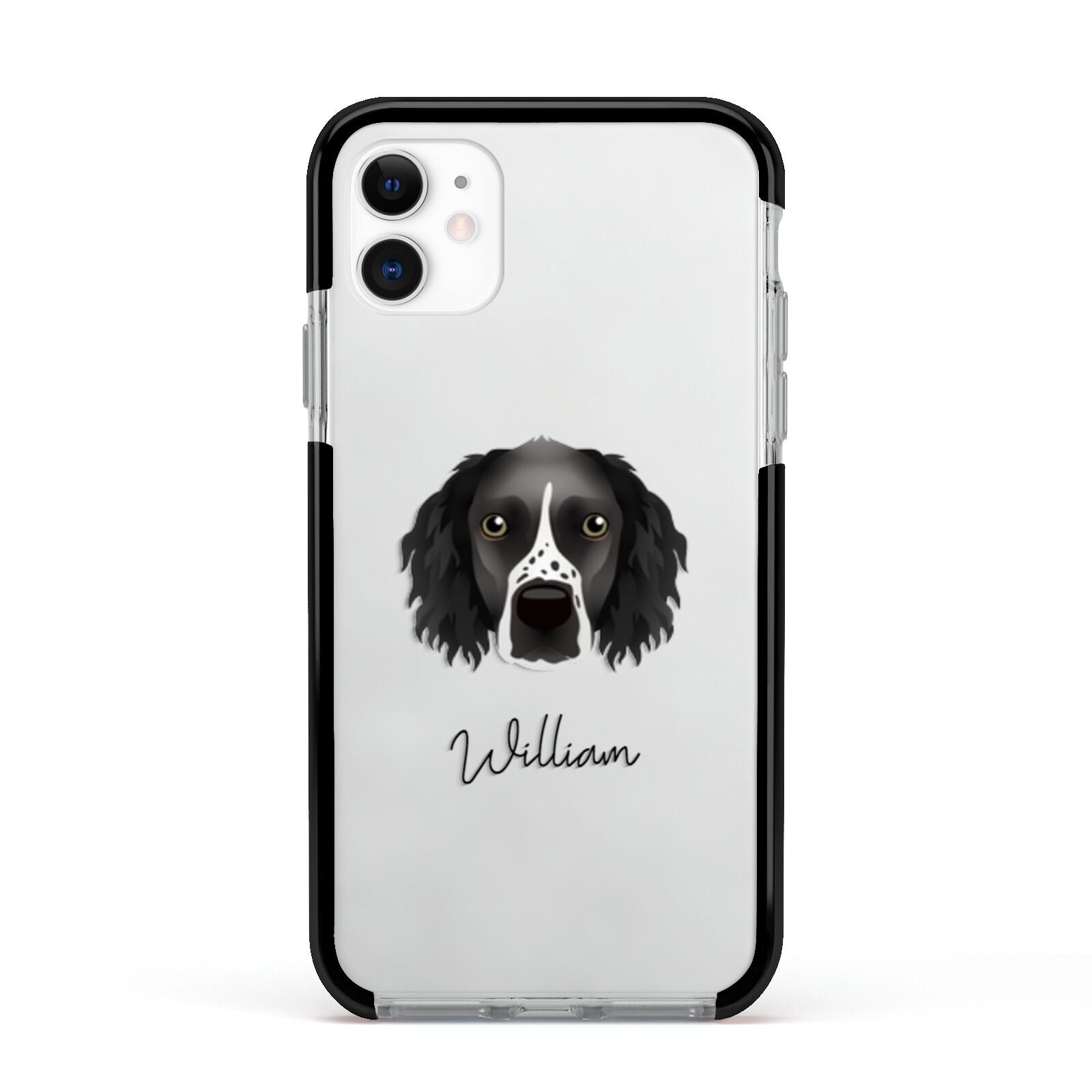 Sprocker Personalised Apple iPhone 11 in White with Black Impact Case