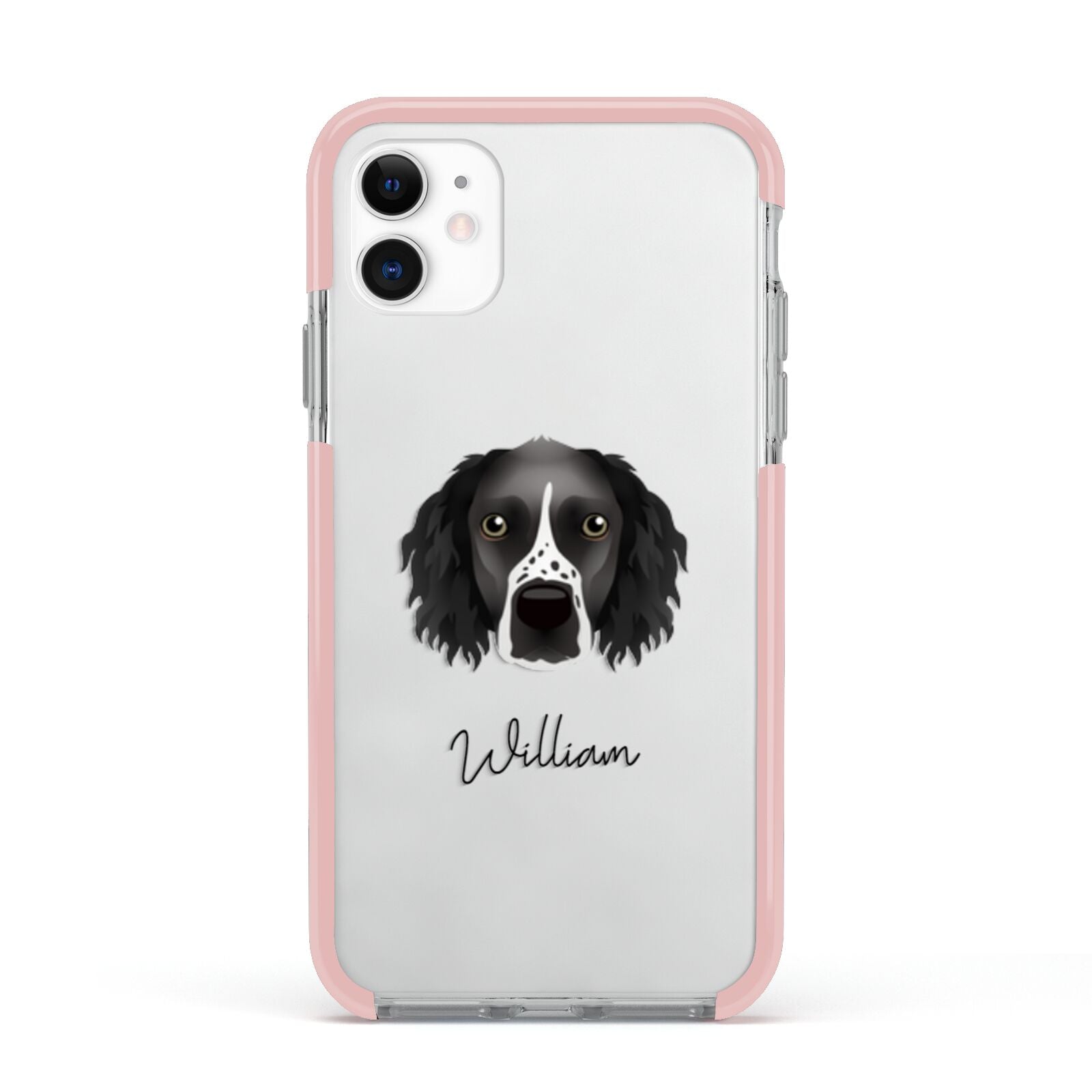 Sprocker Personalised Apple iPhone 11 in White with Pink Impact Case