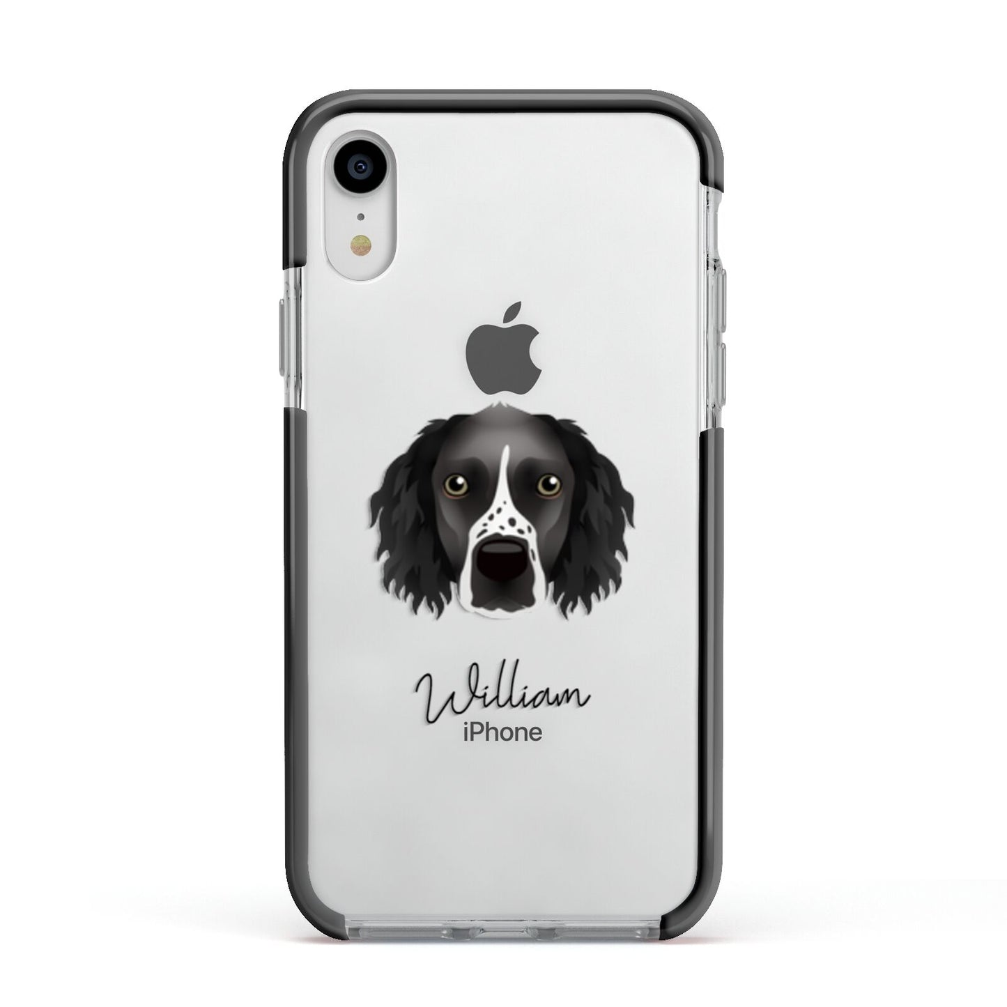 Sprocker Personalised Apple iPhone XR Impact Case Black Edge on Silver Phone