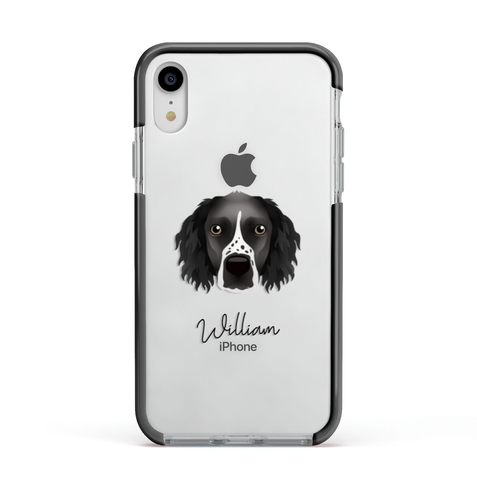 Sprocker Personalised Apple iPhone XR Impact Case Black Edge on Silver Phone