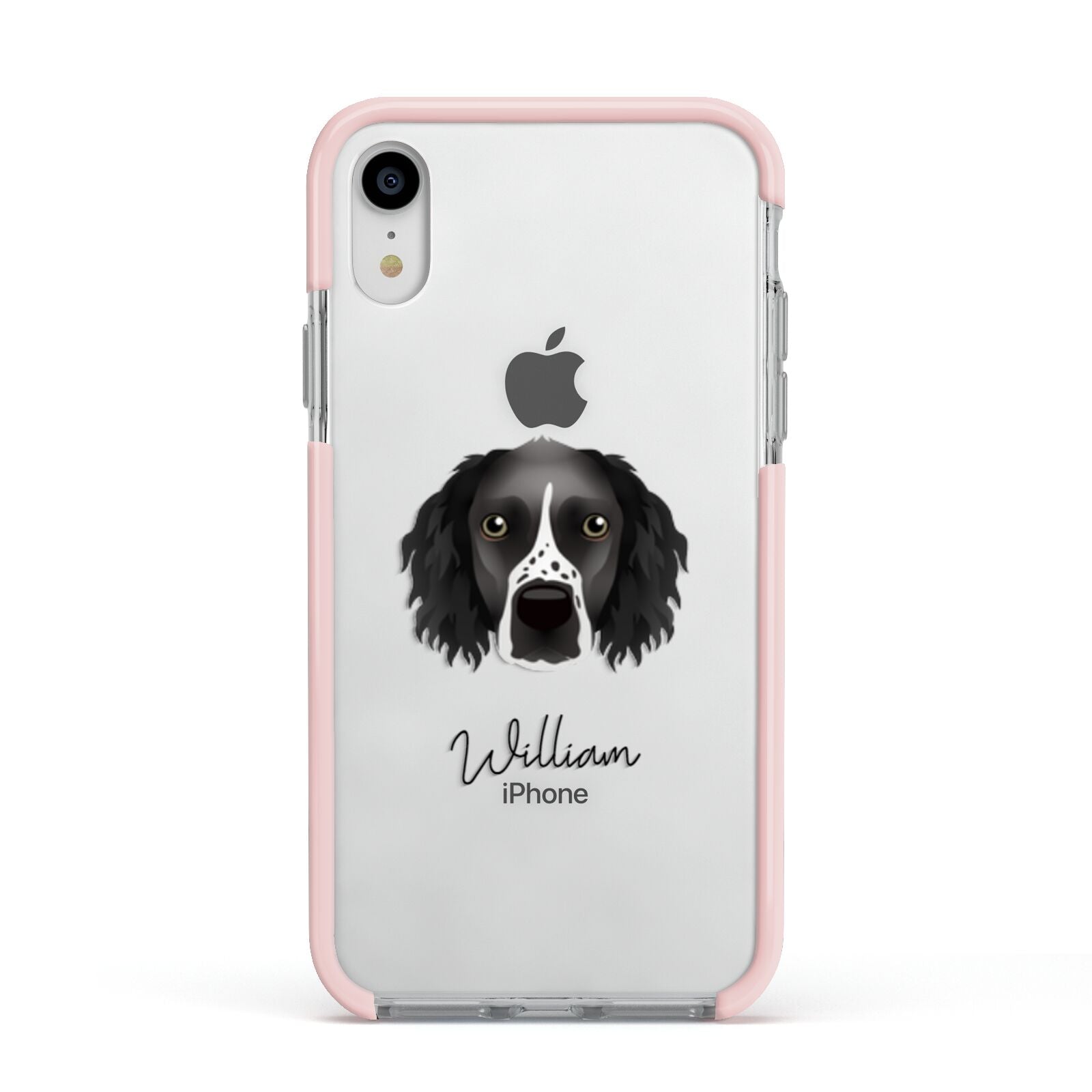 Sprocker Personalised Apple iPhone XR Impact Case Pink Edge on Silver Phone