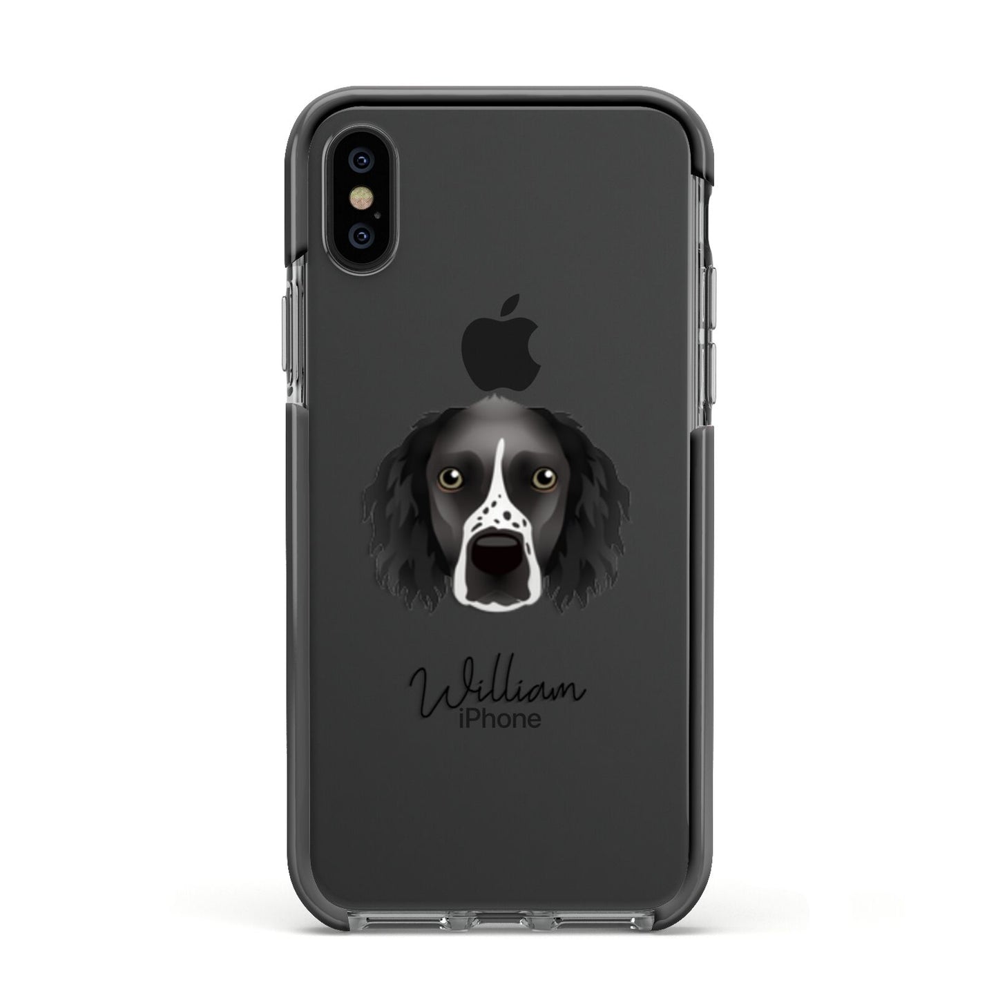 Sprocker Personalised Apple iPhone Xs Impact Case Black Edge on Black Phone