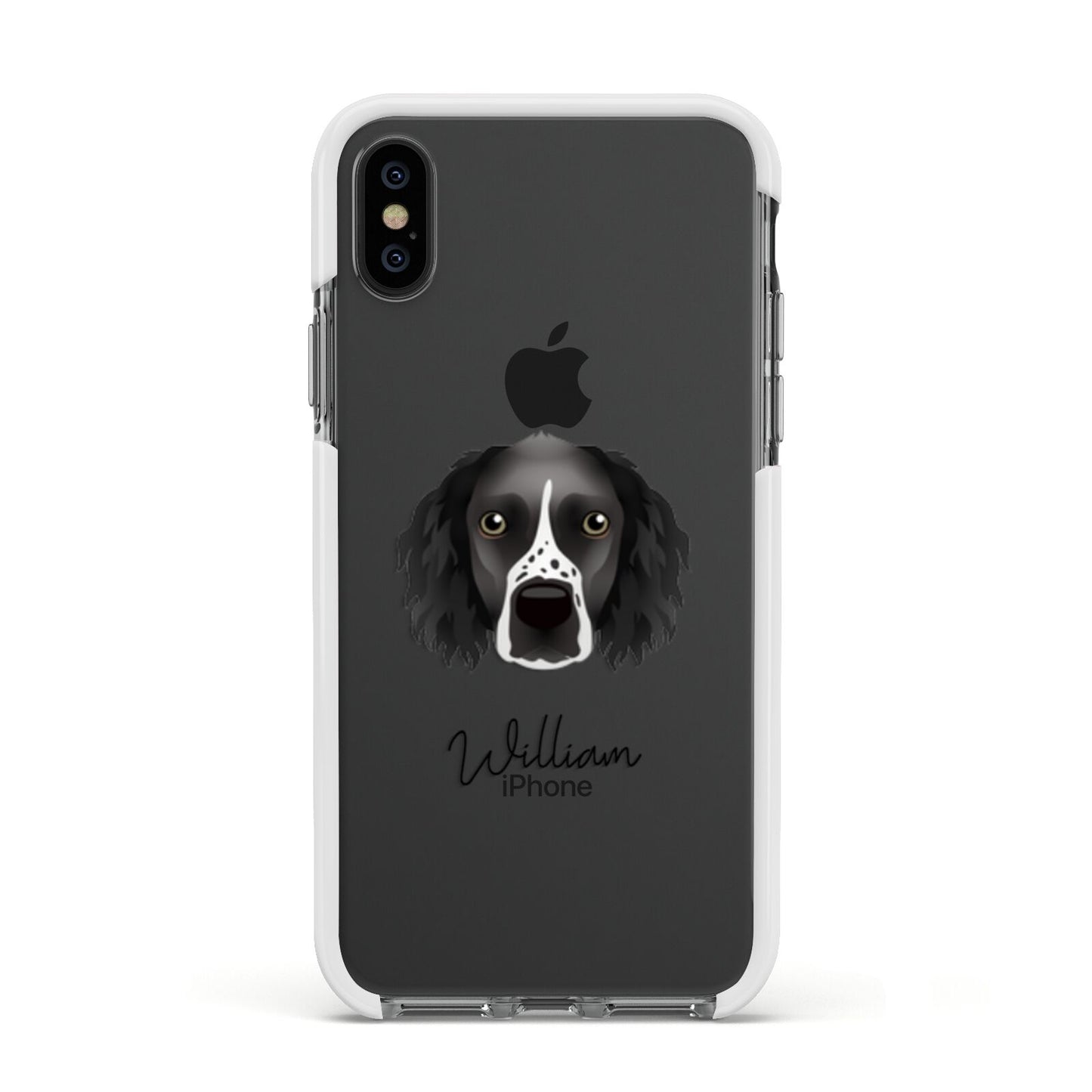 Sprocker Personalised Apple iPhone Xs Impact Case White Edge on Black Phone