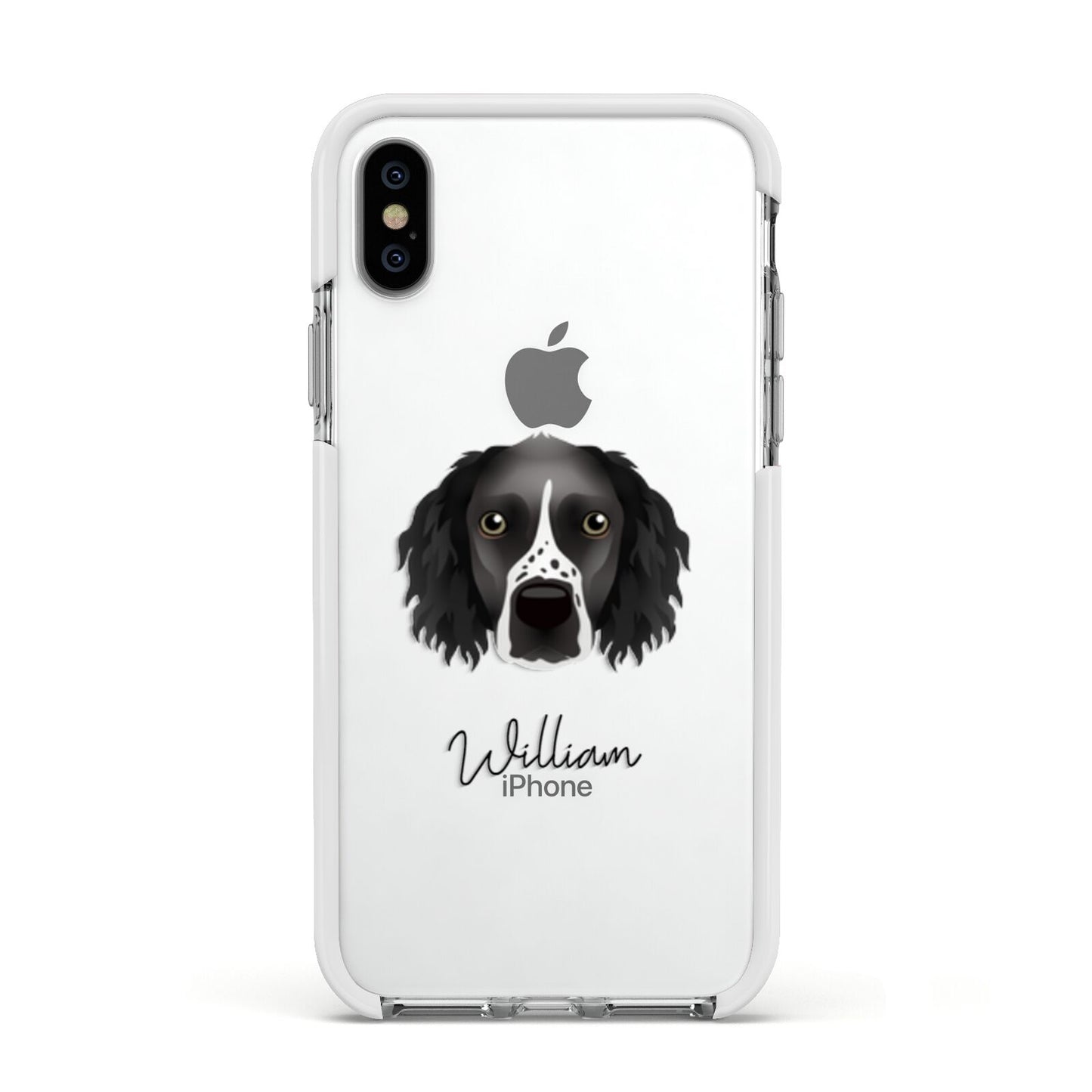 Sprocker Personalised Apple iPhone Xs Impact Case White Edge on Silver Phone