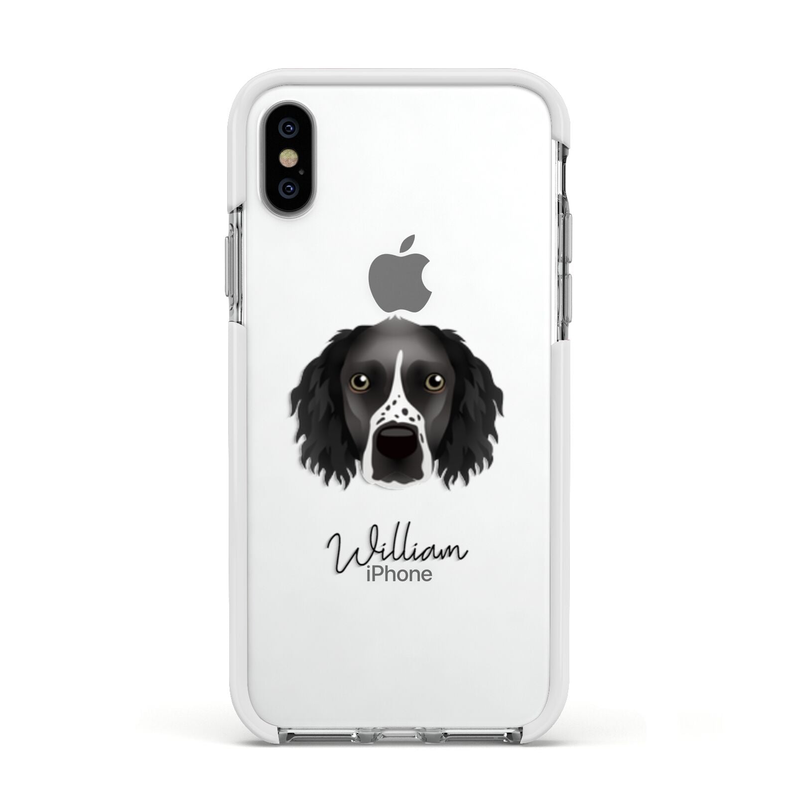 Sprocker Personalised Apple iPhone Xs Impact Case White Edge on Silver Phone