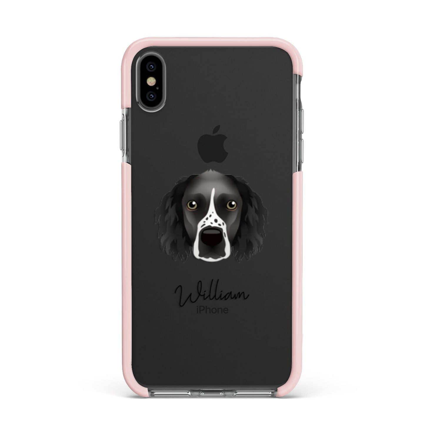 Sprocker Personalised Apple iPhone Xs Max Impact Case Pink Edge on Black Phone