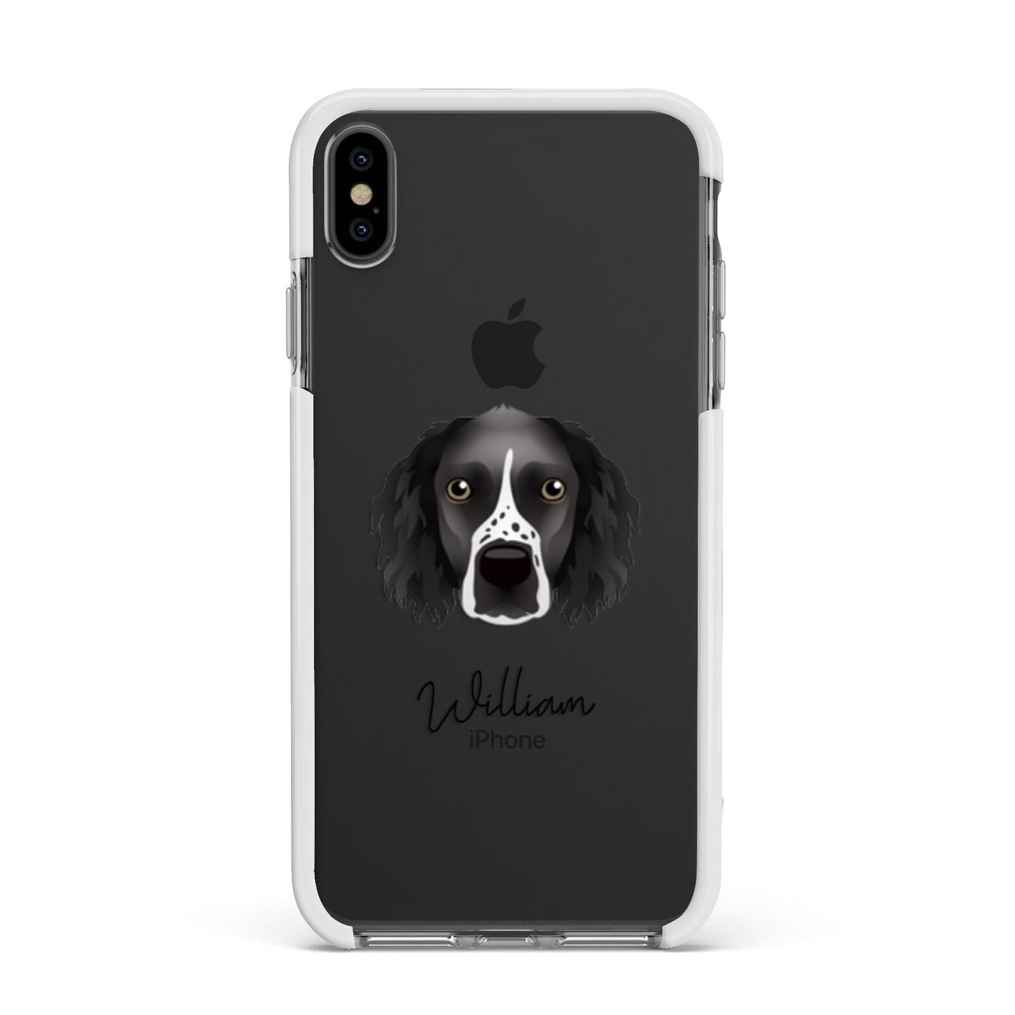 Sprocker Personalised Apple iPhone Xs Max Impact Case White Edge on Black Phone