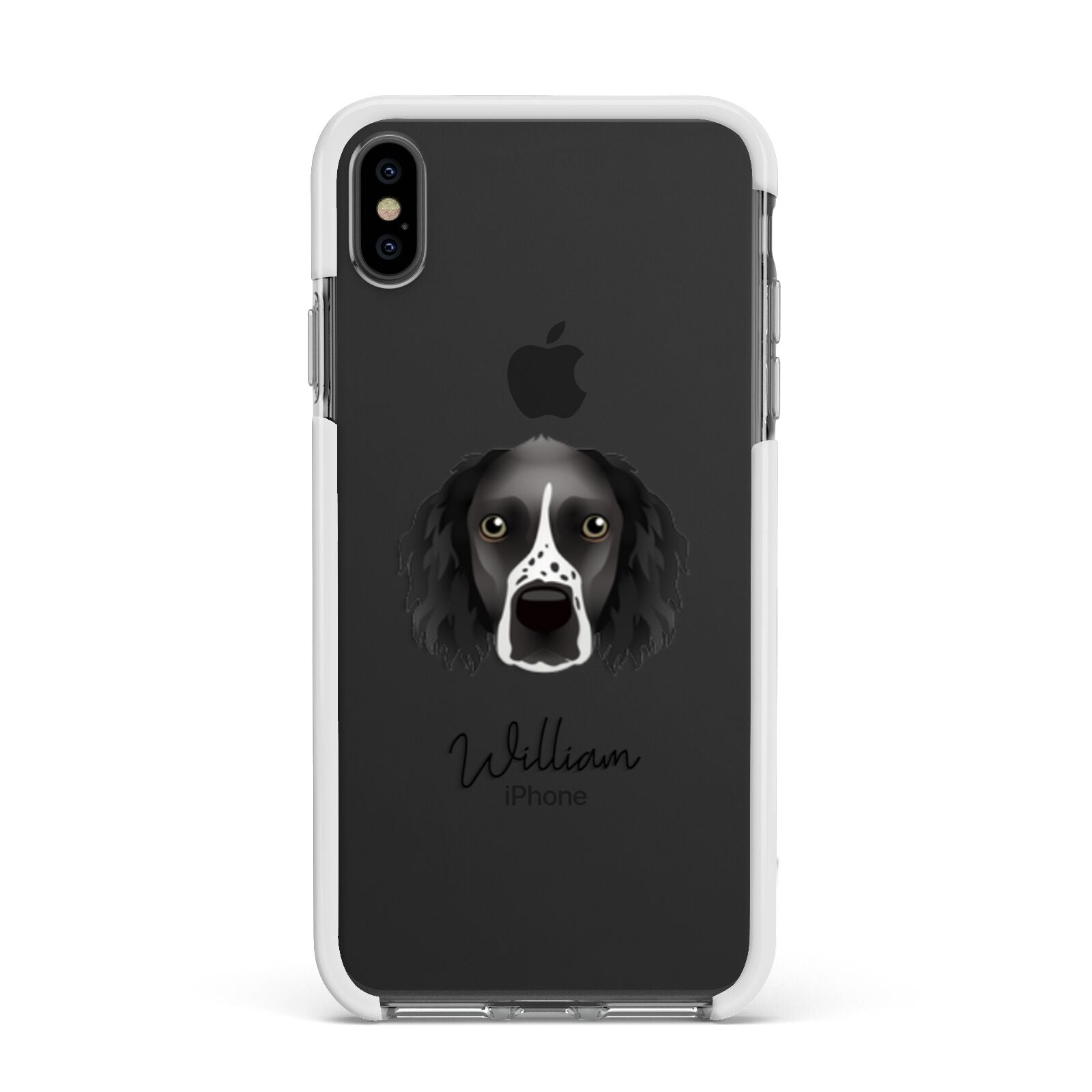 Sprocker Personalised Apple iPhone Xs Max Impact Case White Edge on Black Phone